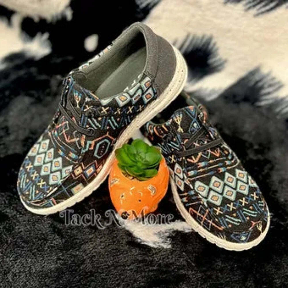 New! Women’s Roper Black AZTEC ‘HANG LOOSE’ SLIP ON SHOES Size 5 6 7 8 9 10 11