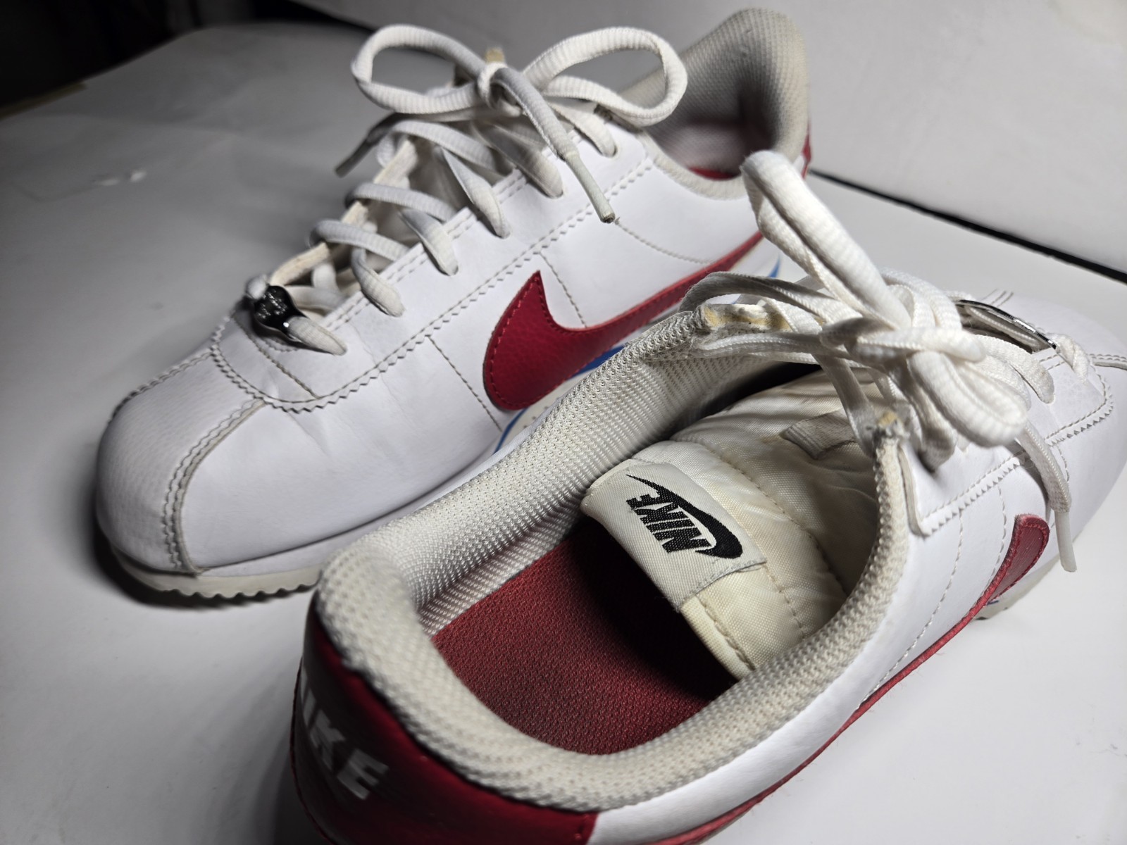 Nike Cortez Forrest Gump Sneakers White Varsity Red & Varsity Blue Size 6y