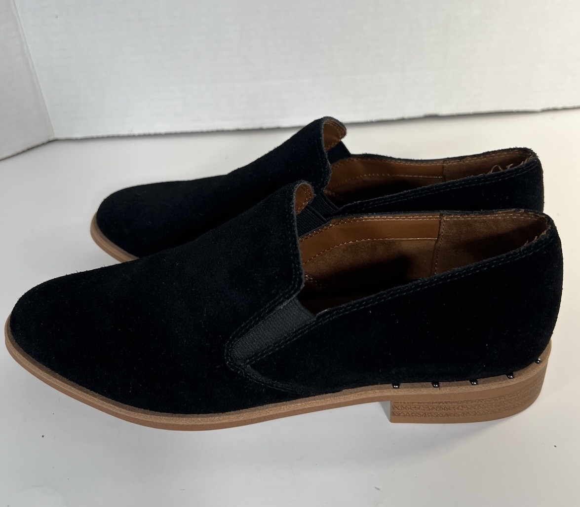 Franco Sarto JED Black Suede Slip On Loafers Almond Toe Women’s Size 7M Comfort