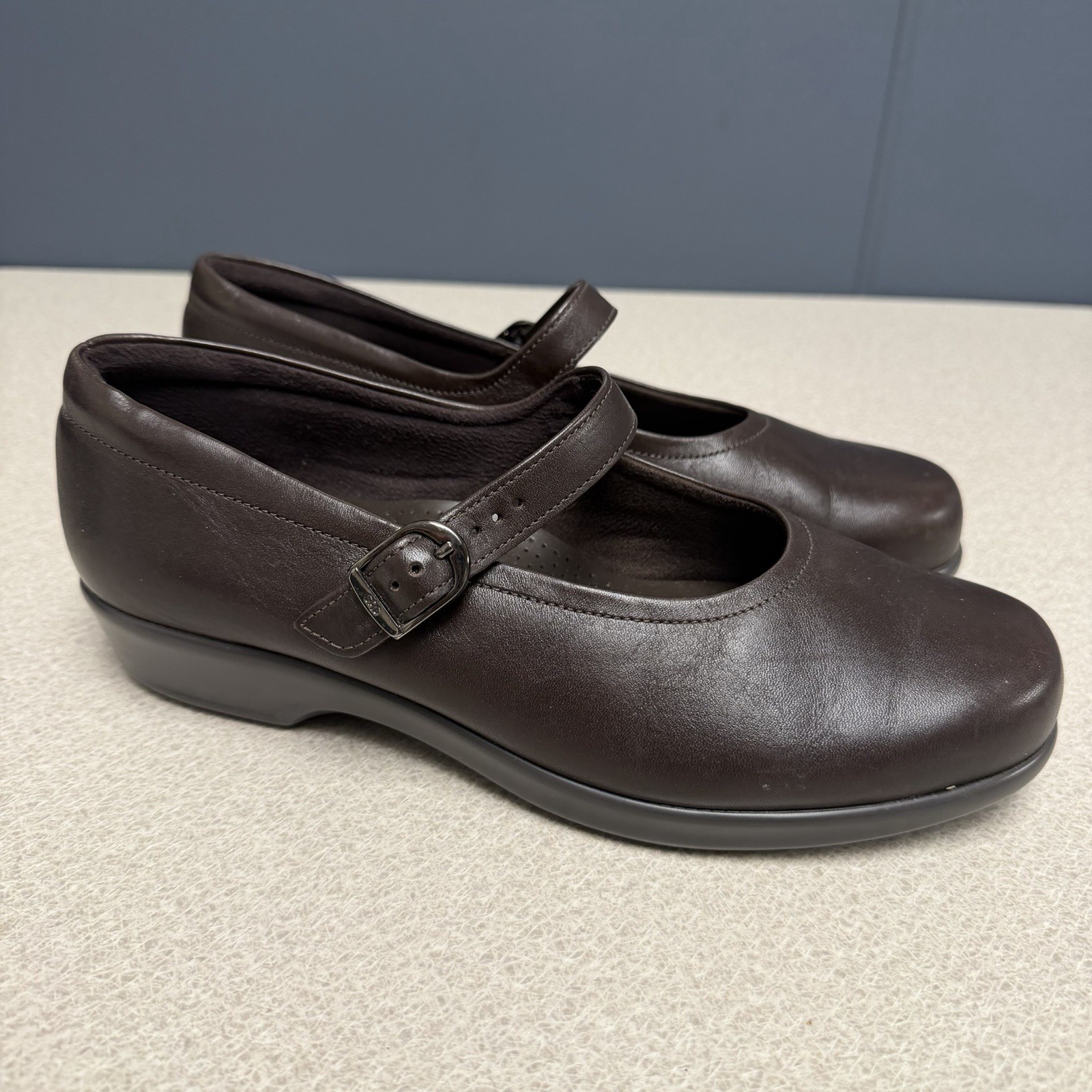 SAS MARIA Mary Jane Women’s Size 8.5 W Wide Dark Brown Leather Comfort Shoes