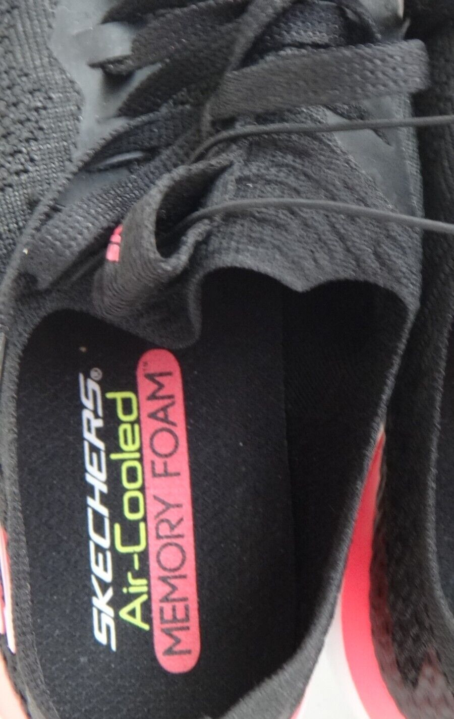SKECHERS Air-Cooled Sneakers Memory Foam Dual-Lite Slip-on Black Mesh US Size 11