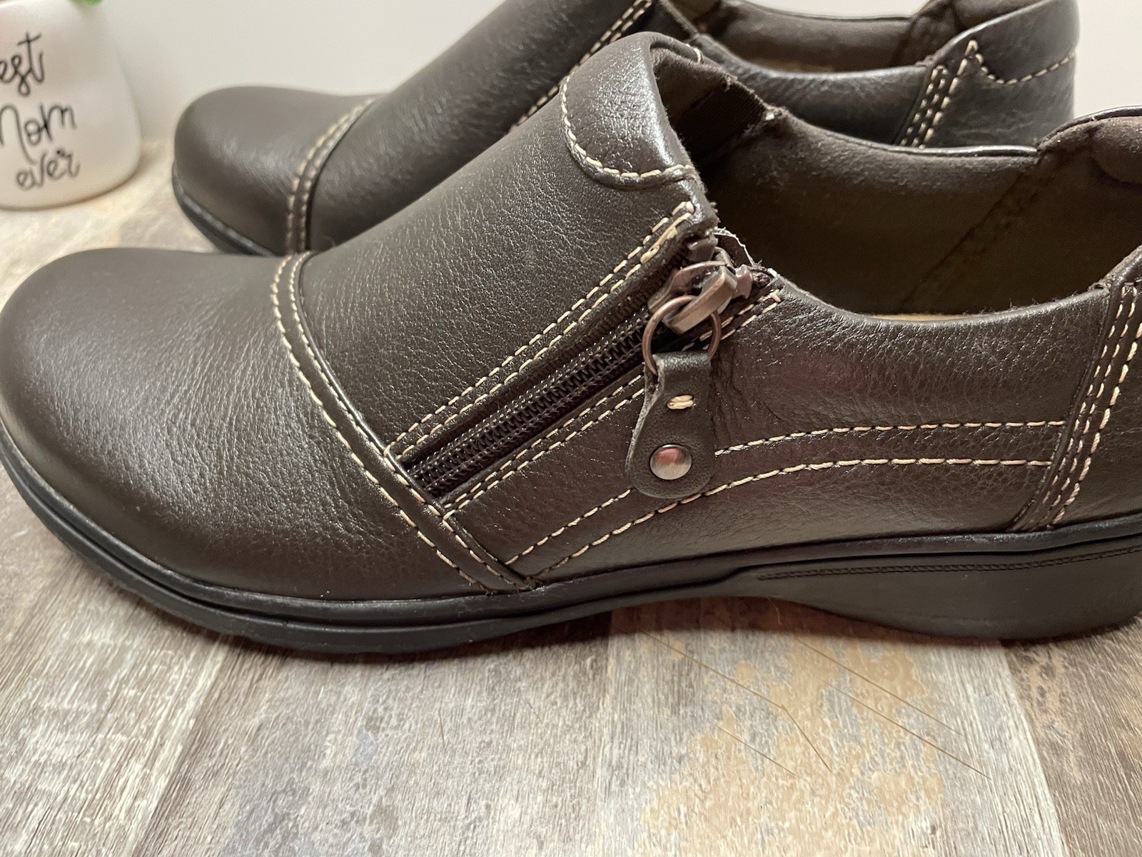 CLARK’S COLLECTION Carleigh Ray Women’s Size 9M Side Zip Leather Brown Shoes New