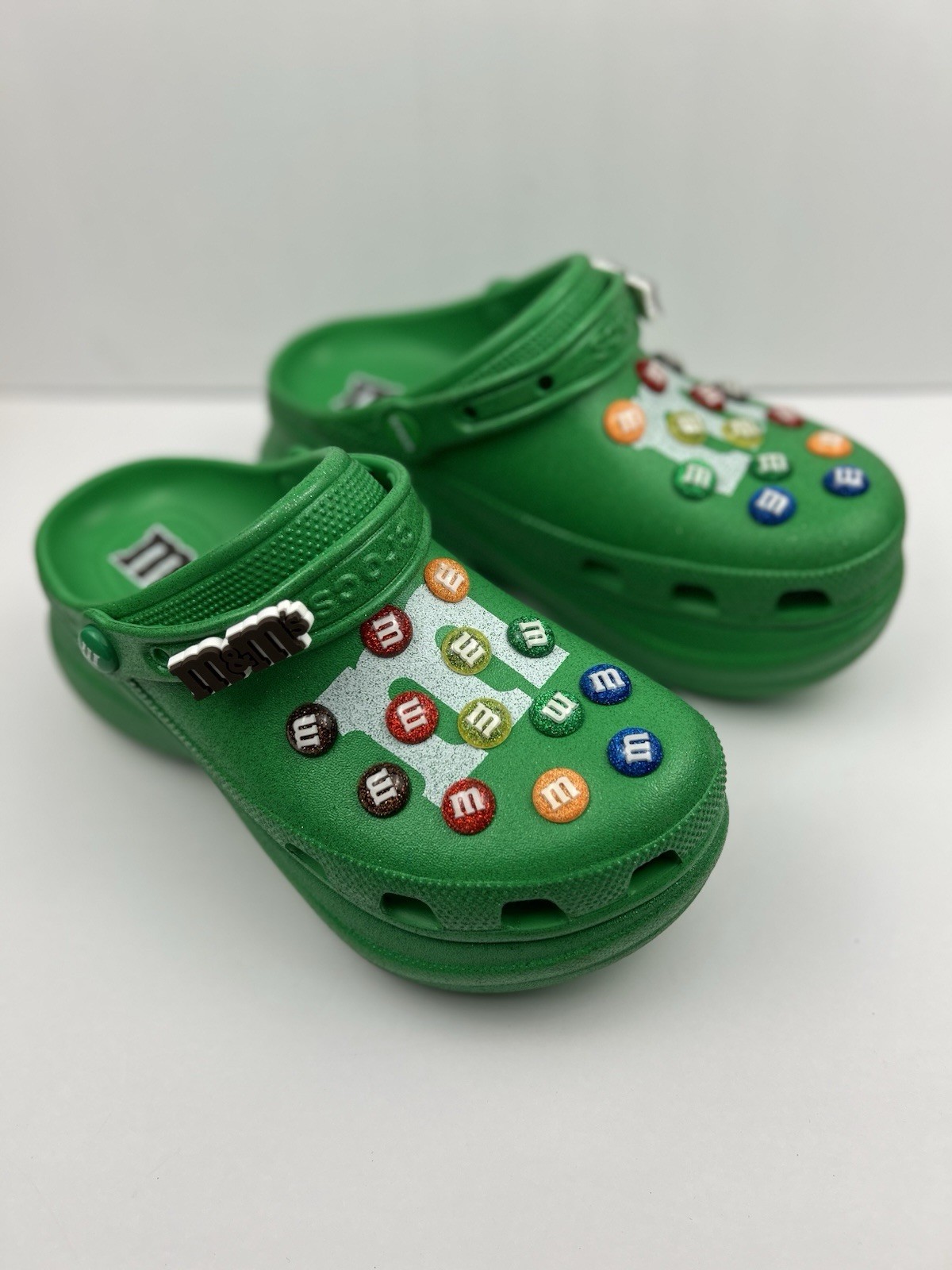 M&M’s x Crocs Classic Bae Platform Clog Green Multi Glitter Womens Size W9