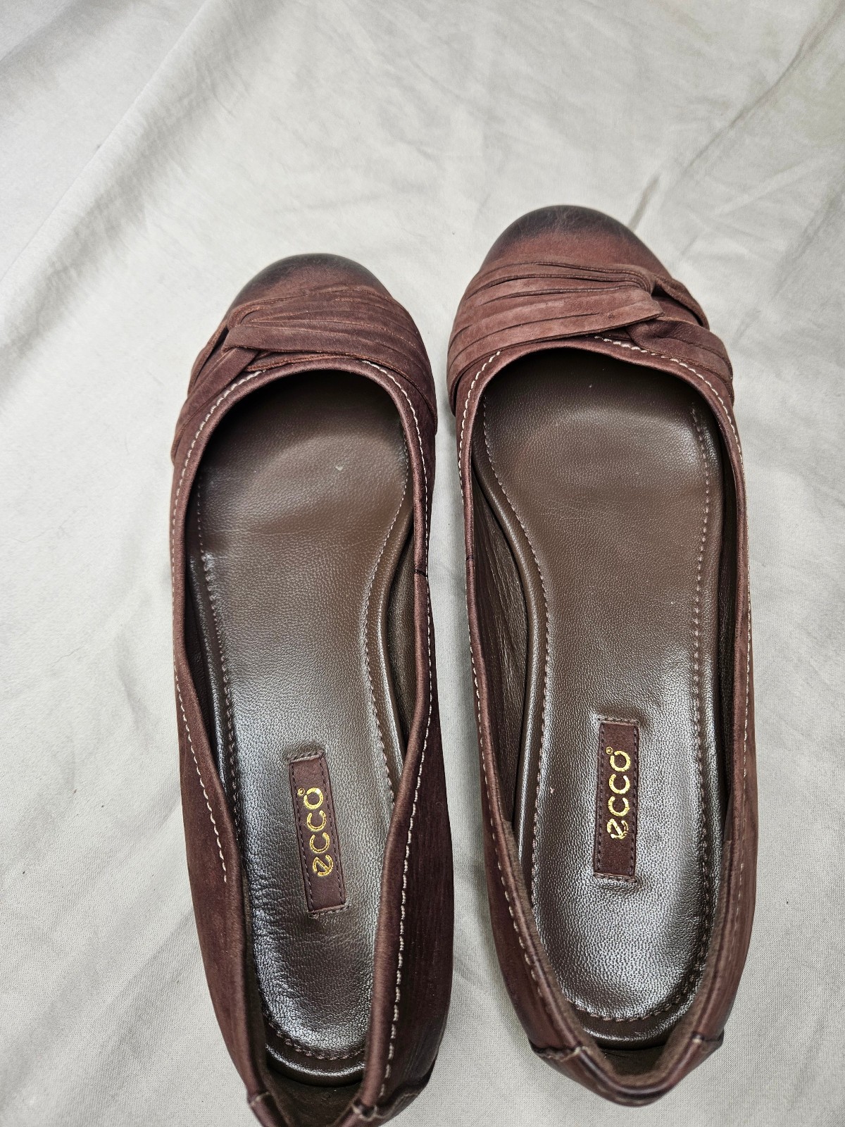 Ecco Ballet Flats Womens SZ US 8 – 8.5 EUR 39 Brown Leather Round Toe Comfort