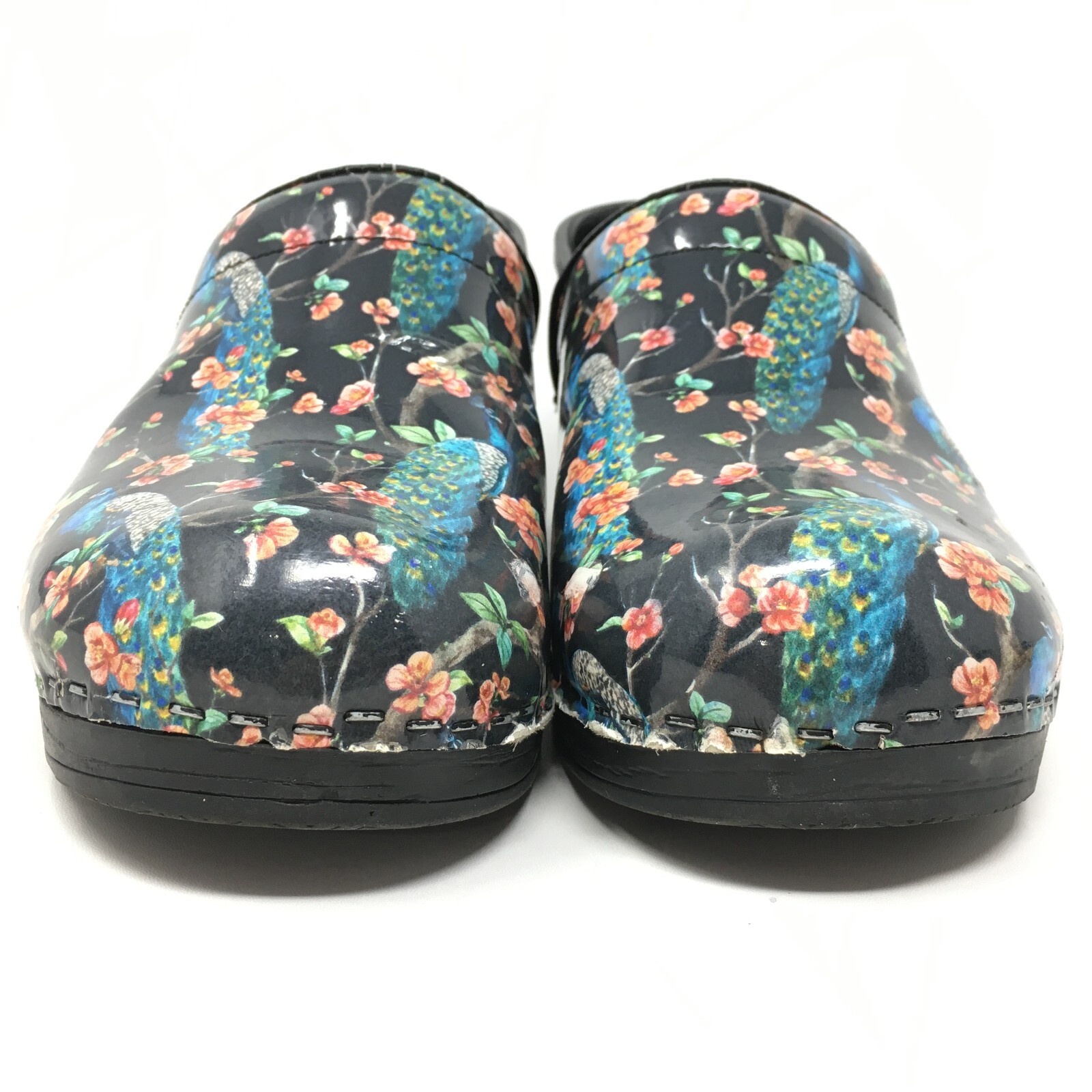 Bjork Clogs Loafers Shoes Womens Size 7-7.5 US 38 EU Peacock Floral Leather