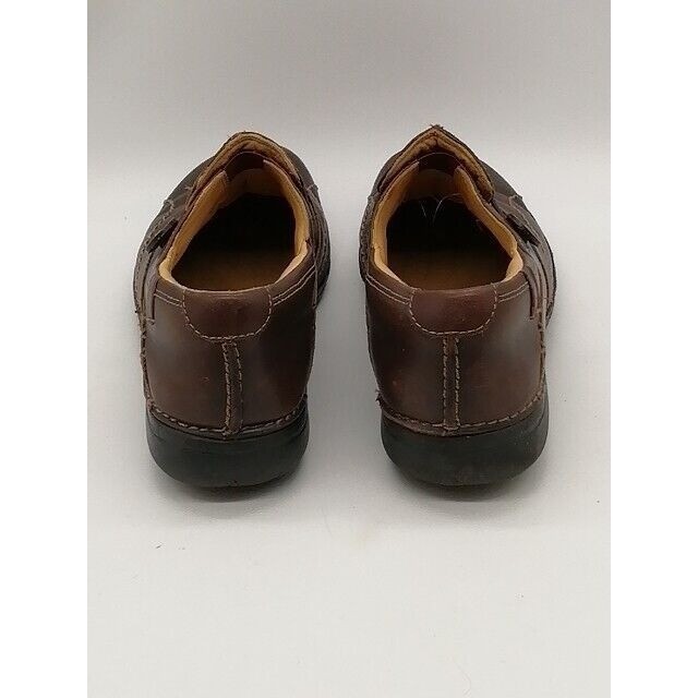 Clarks Unstructured Shoes Womens Loafer Brown Leather Shoe Button Stretch 7.5