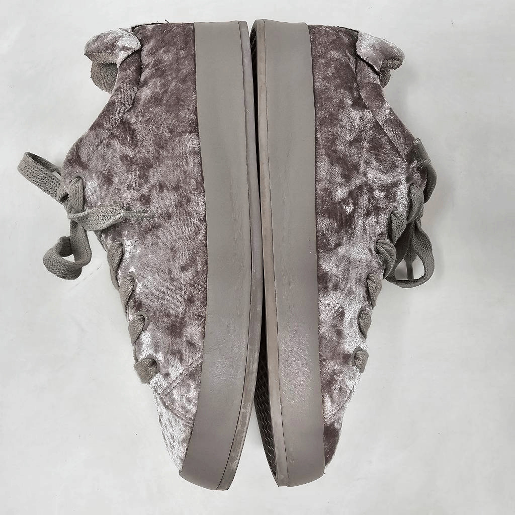 RAG & BONE SNEAKERS DOVE CRUSHED VELVET RB1 LOW TOP SILVER GRAY WOMENS SIZE 7.5