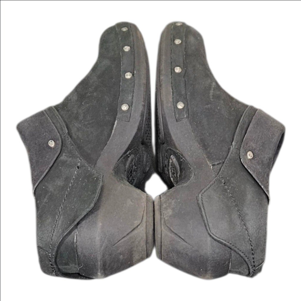 Merrell Black Leather Studded Clogs Womens 8.5 Slip On Comfort Shoes Block Heel