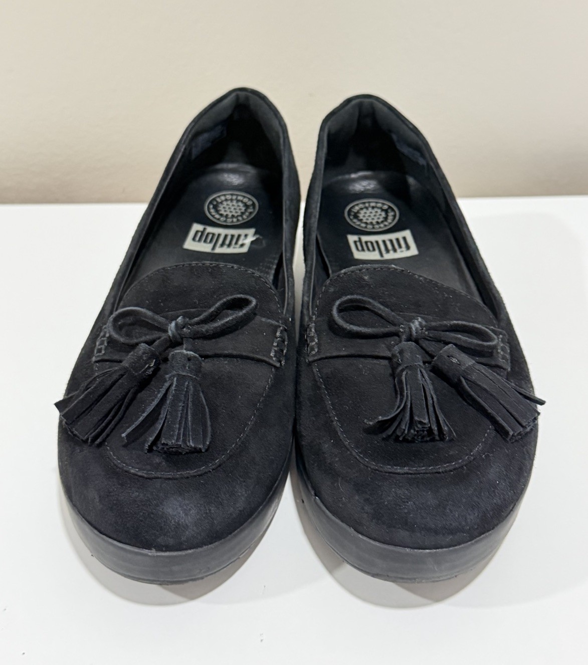 FitFlop Sneakerloafer Black Suede Comfort Loafers Women Size 7.5