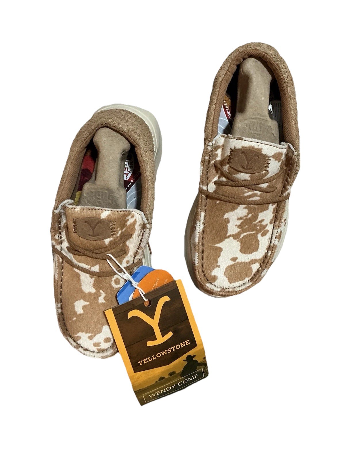 Hey Dude Wendy Comf Yellowstone Slip-On Cow Print Pony Hair Women’s US 6
