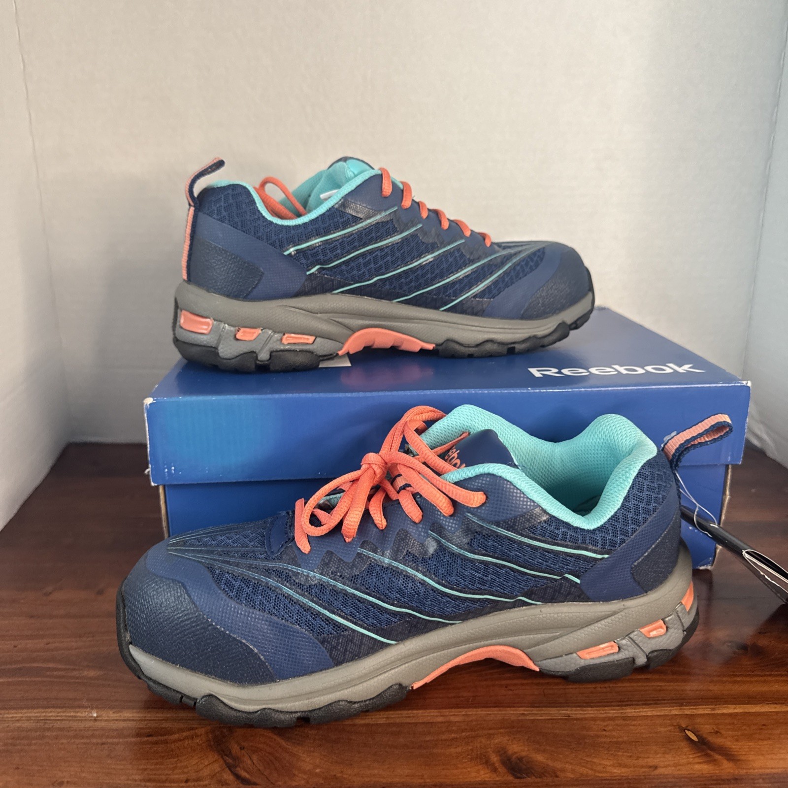 Reebok Composite Safety Toe RB426 W6.5 Exline Athletic Oxford Indigo Coral Shoes