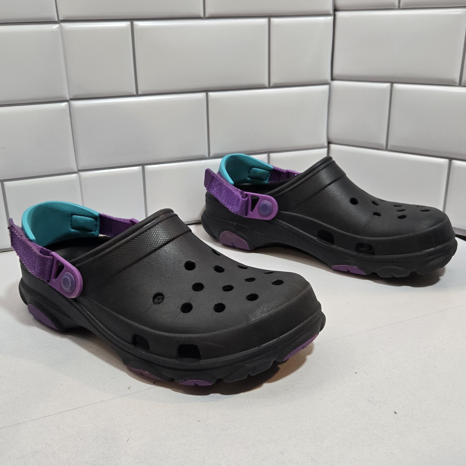 Crocs Classic All Terrain Mens 7 Womens 9 Blue Teal Purple Adjustable Chunky