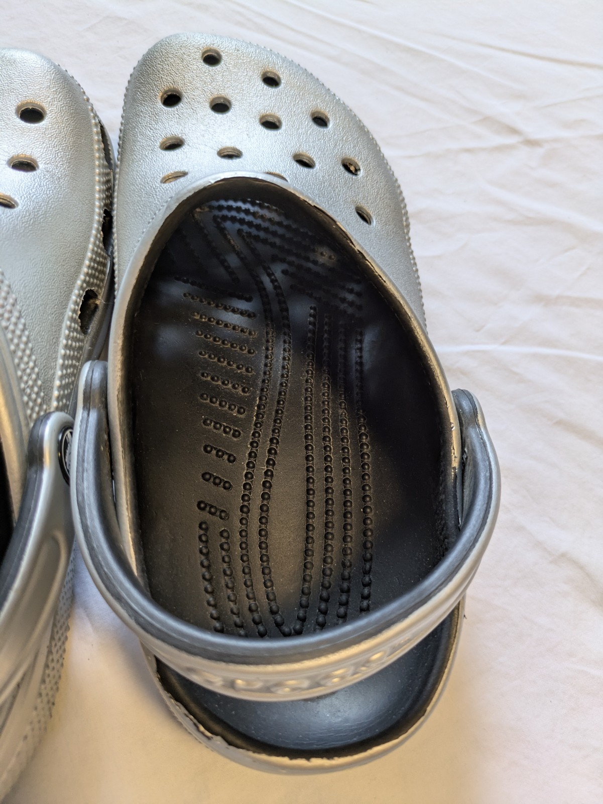 Crocs Classic Clogs Silver Gray Black Unisex Size M5 W7 Comfort Slip On Shoes