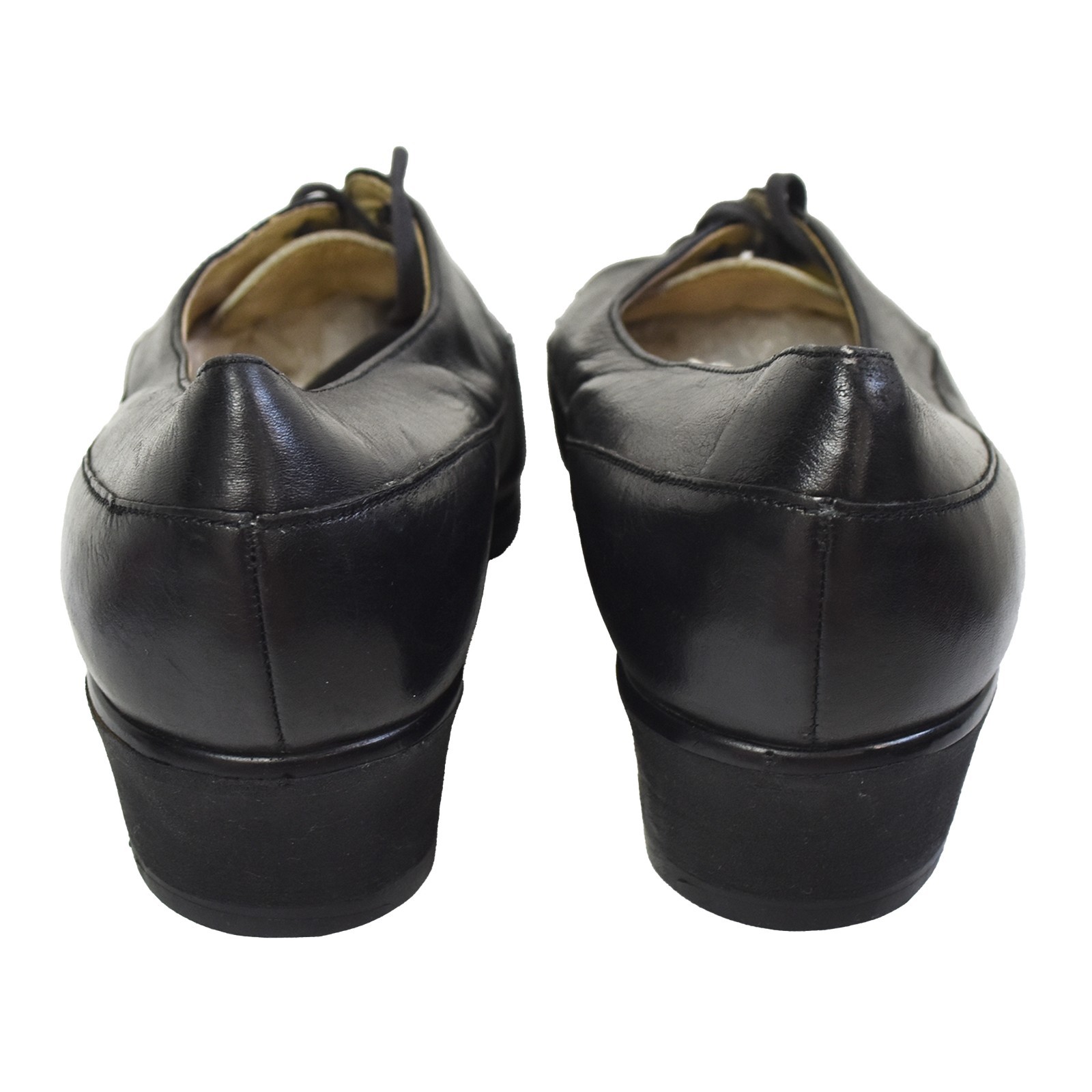 Bally Women’s Leather Wedge Loafers Shoes Black White EU 37 US 6 UK 4 Comfort