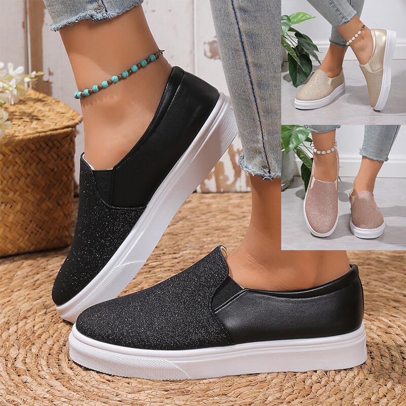 Women’s Slip on Shoes Loafer Flats Sneakers Memory Foam Casual Comfort Glitter C