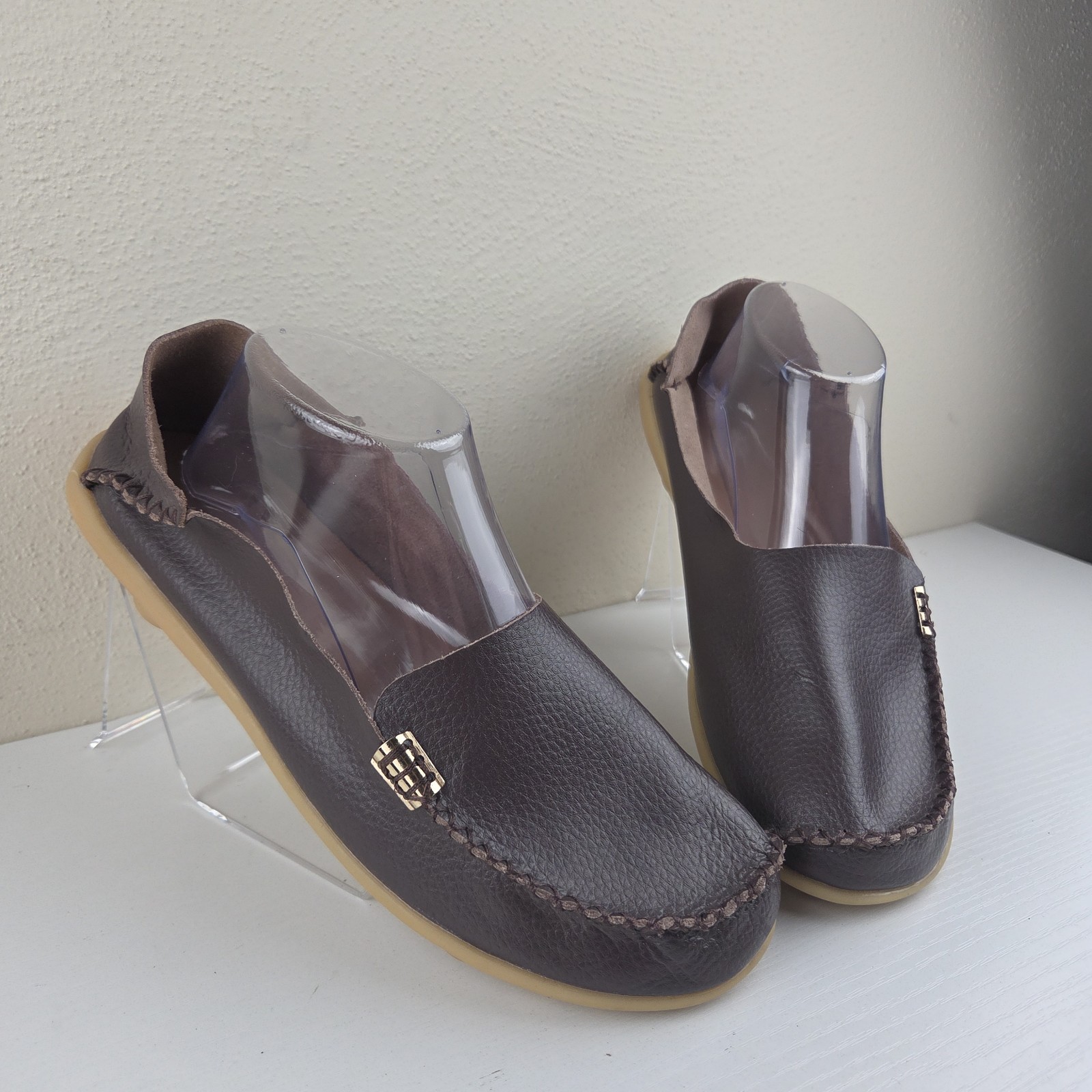 Venus Celia Loafer Wmns Brown Leather Comfort Walking Flat Shoe US 11.5 EU 42