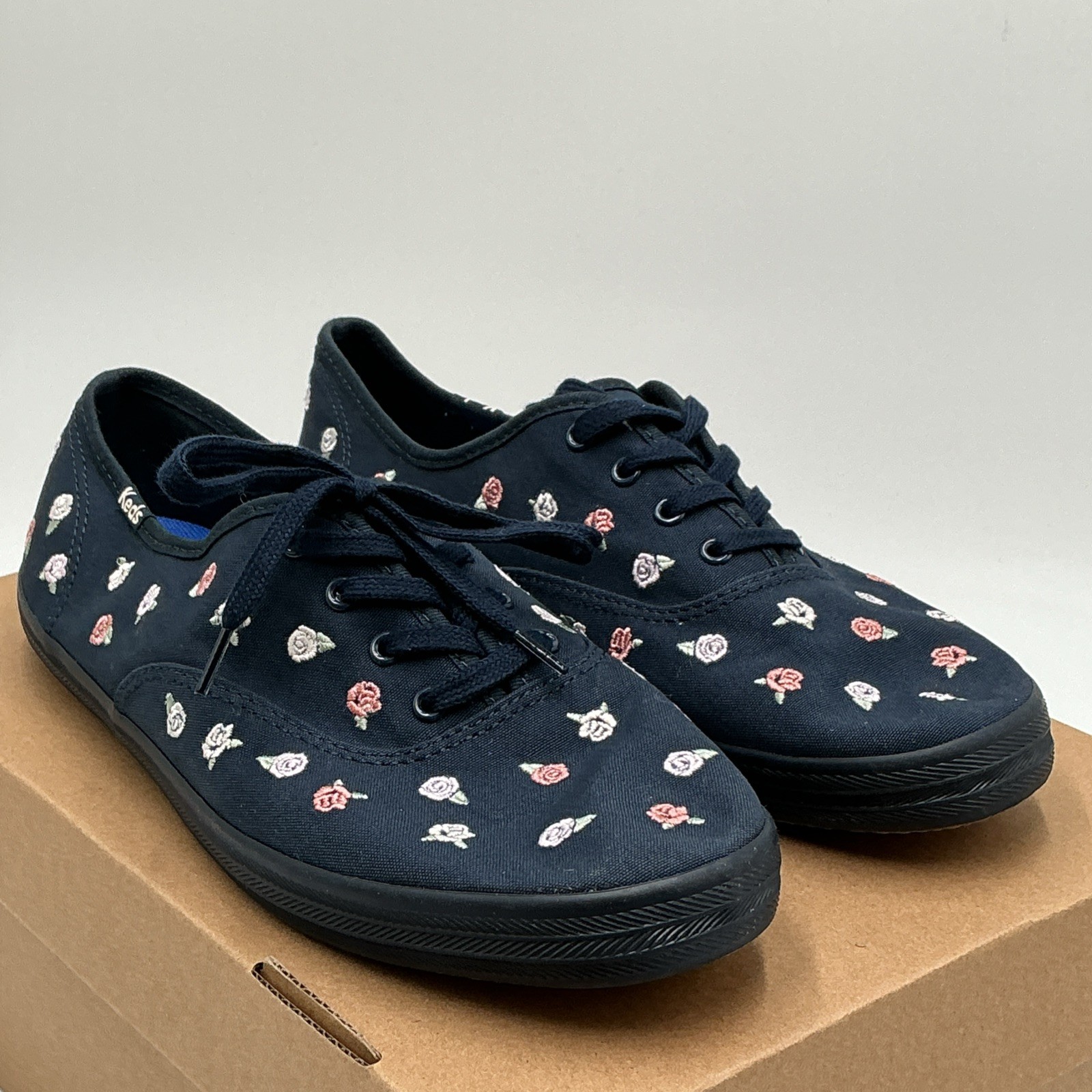 Keds Champion Sneaker Women’s 9 Navy Pink Rose Embroidered Canvas Shoes Ebay2747