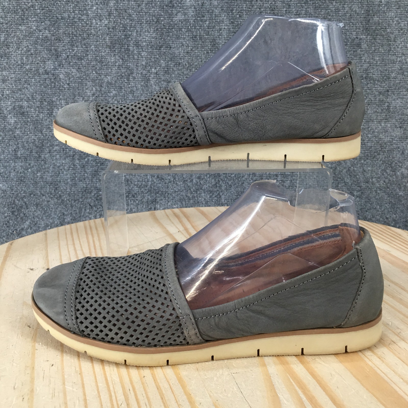 Naturalizer N5 Shoes Womens 8N Slip On Loafers Gray Leather Perforated Comfort