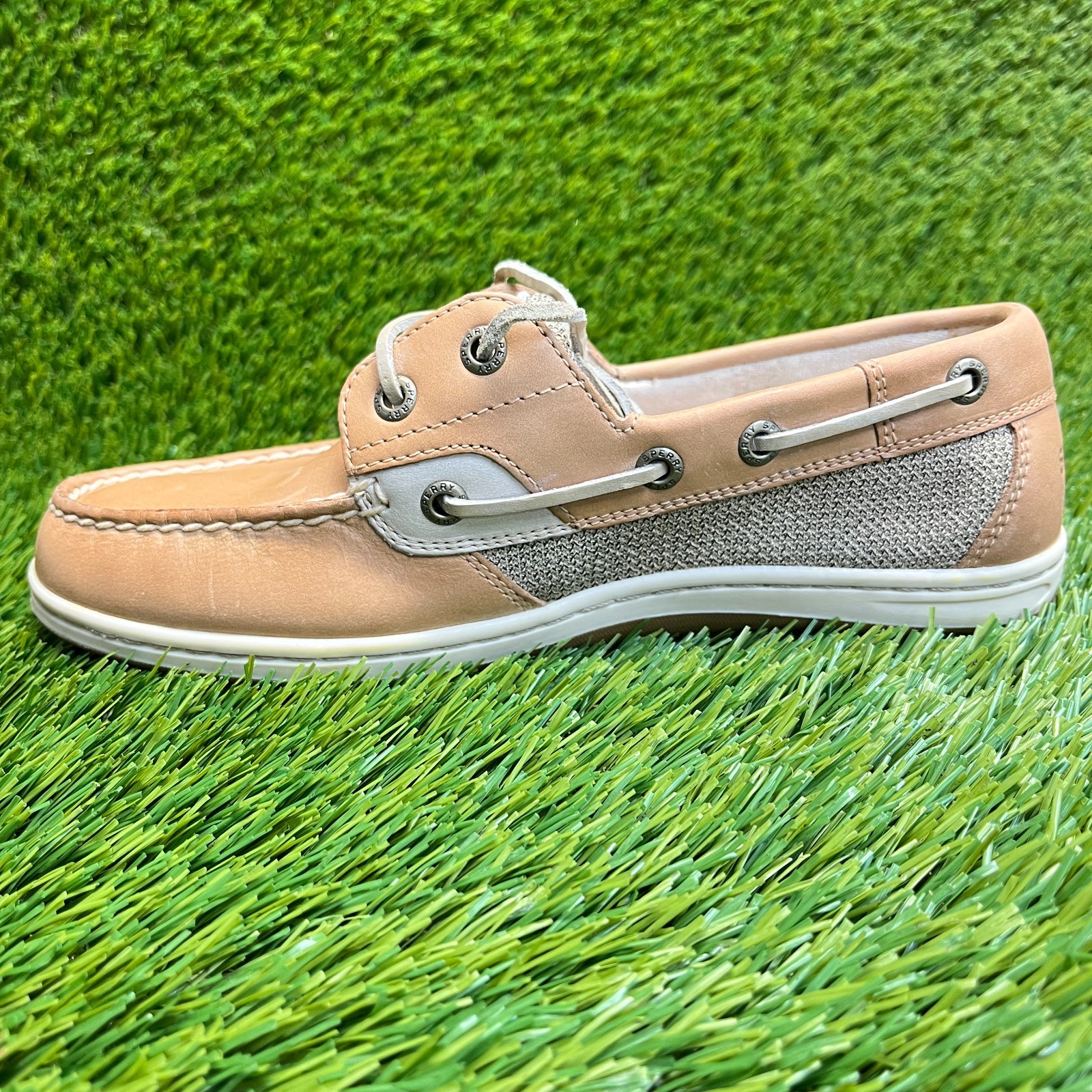Sperry Koifish Womens Size 6.5 Brown Beige Outdoor Leather Slip On Boat Shoes