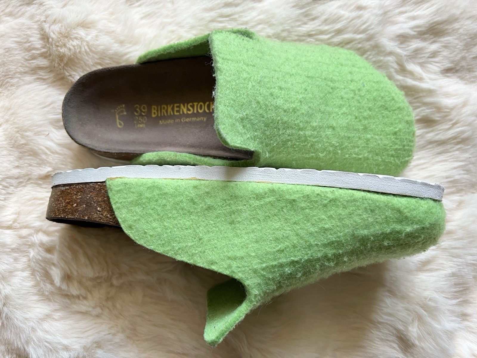 Birkenstock Amsterdam Clog Eu 39 Women Size 8 – 8.5 Wool Felt Green Slip On
