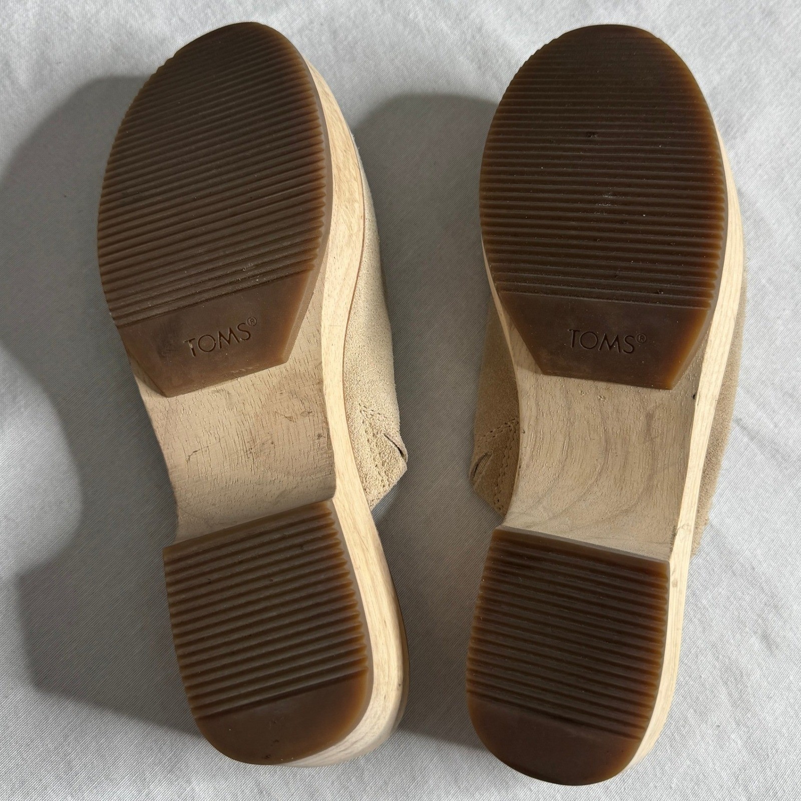 Toms Addison Suede Clogs Wood Platform Chunky Boho Minimalist Mules Womens 7
