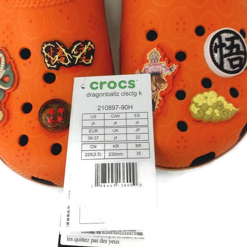 CROCS Dragon Ball Z Clogs Kids Size J4 Womens 6 DBZ Goku Slip On Sandals Shoes