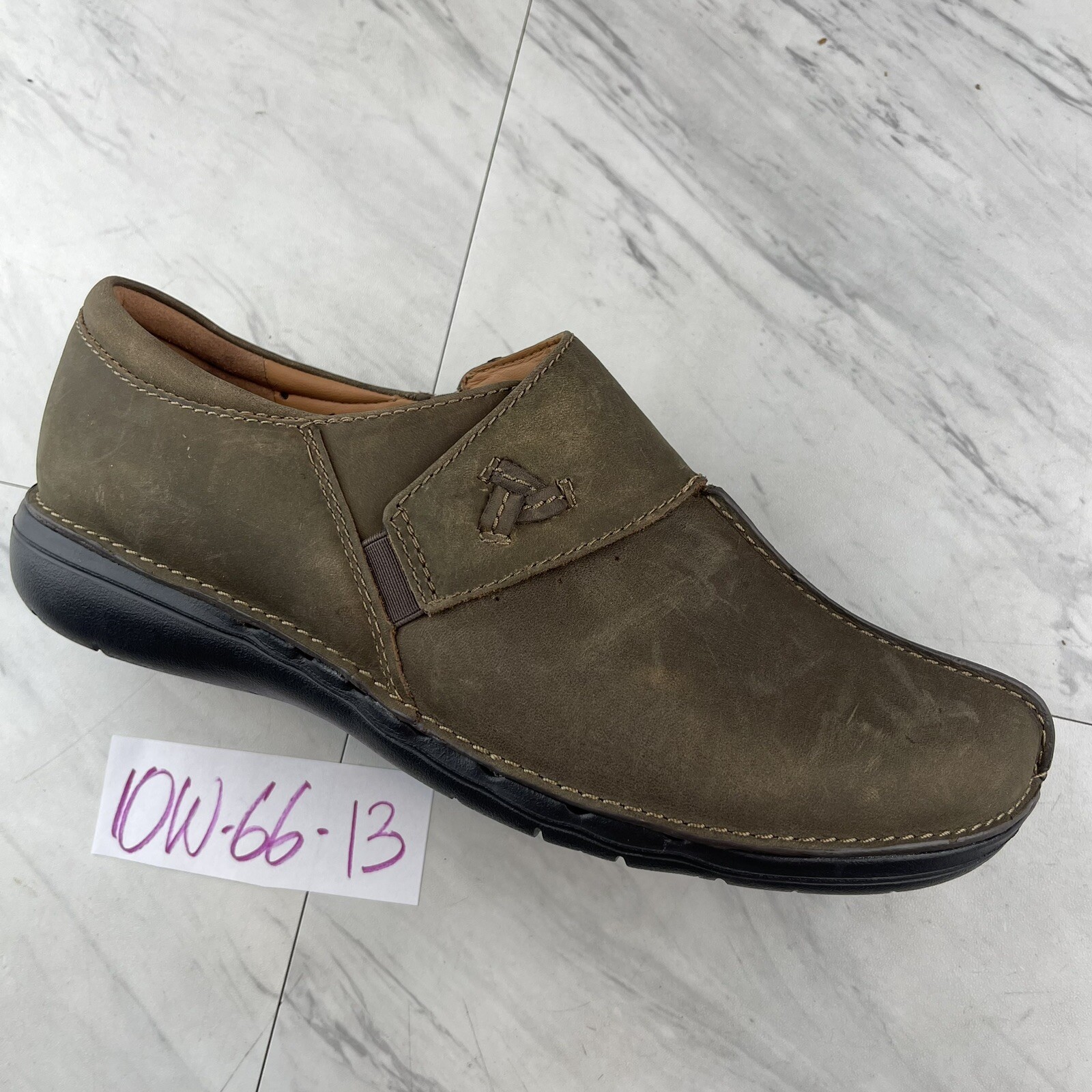 .Clarks Un Loop Ave Womens 10 W Wide Loafer Taupe Leather Shoes