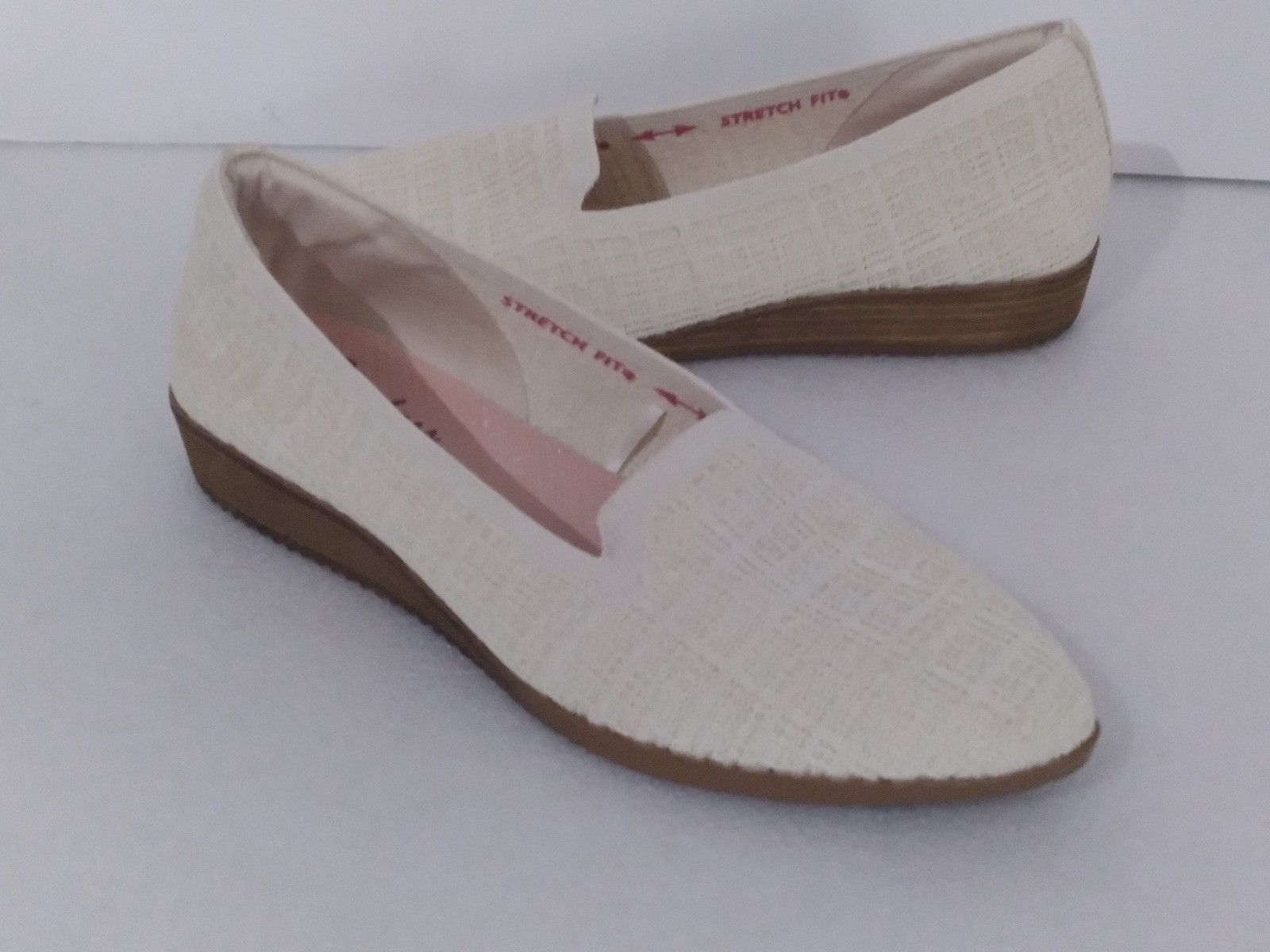Skechers Cleo Sawdust Shoes Women’s 10 Slip On Low Wedge Loafers 158466 Natural