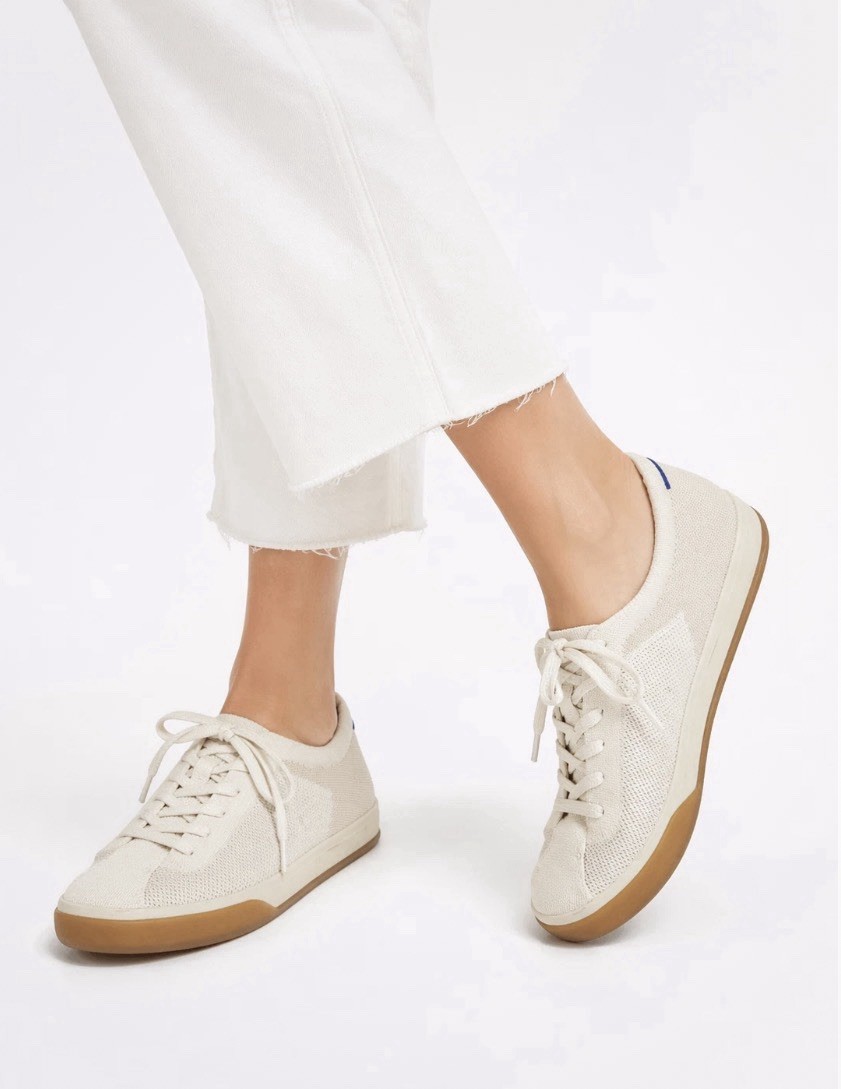 Rothy’s The Lace Up Sneaker ~ Women’s 7~ Blonde Knit Washable Comfort – NEW