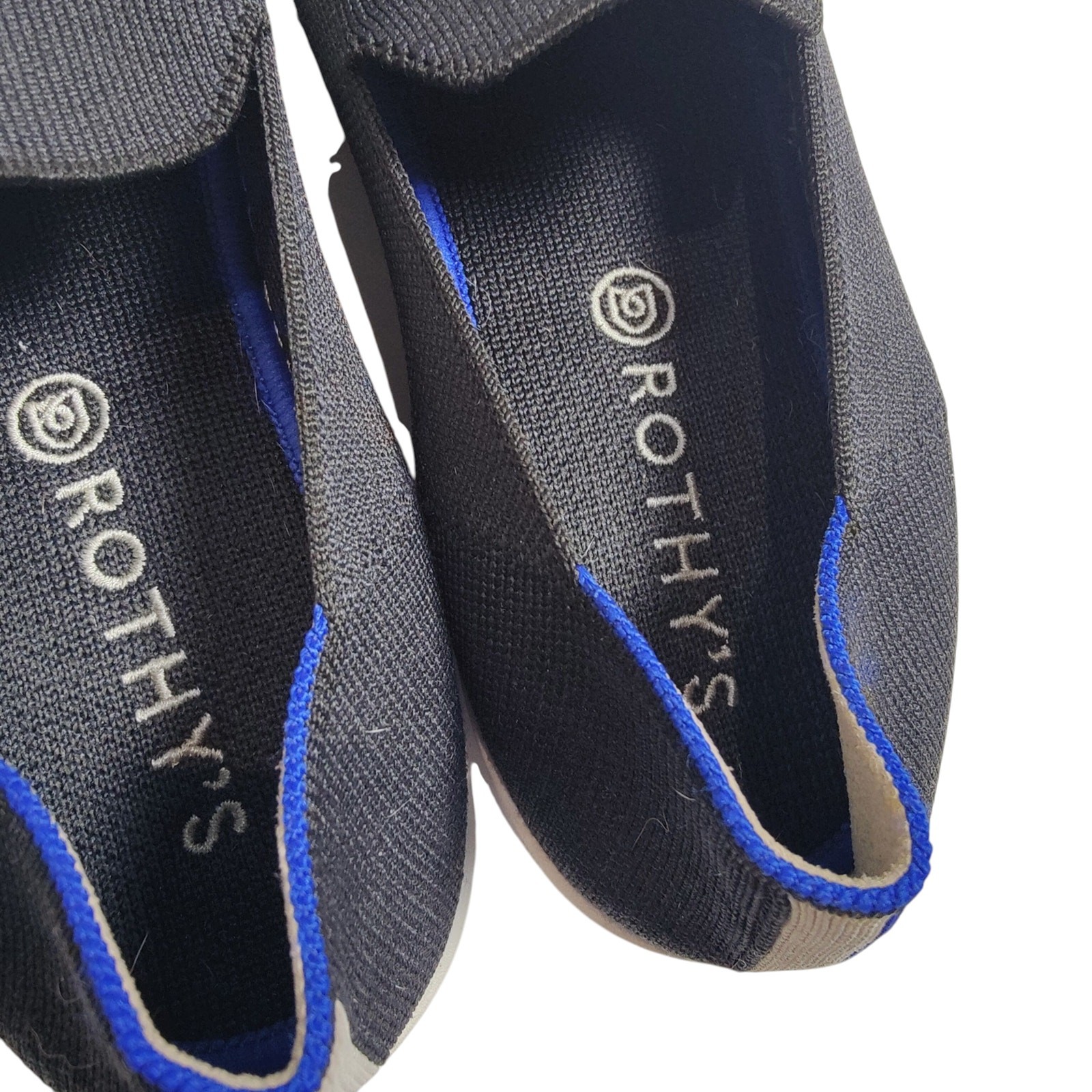 Rothys Women’s Sz 10 Black Blue Original Slip On Sneakers Washable Recycled