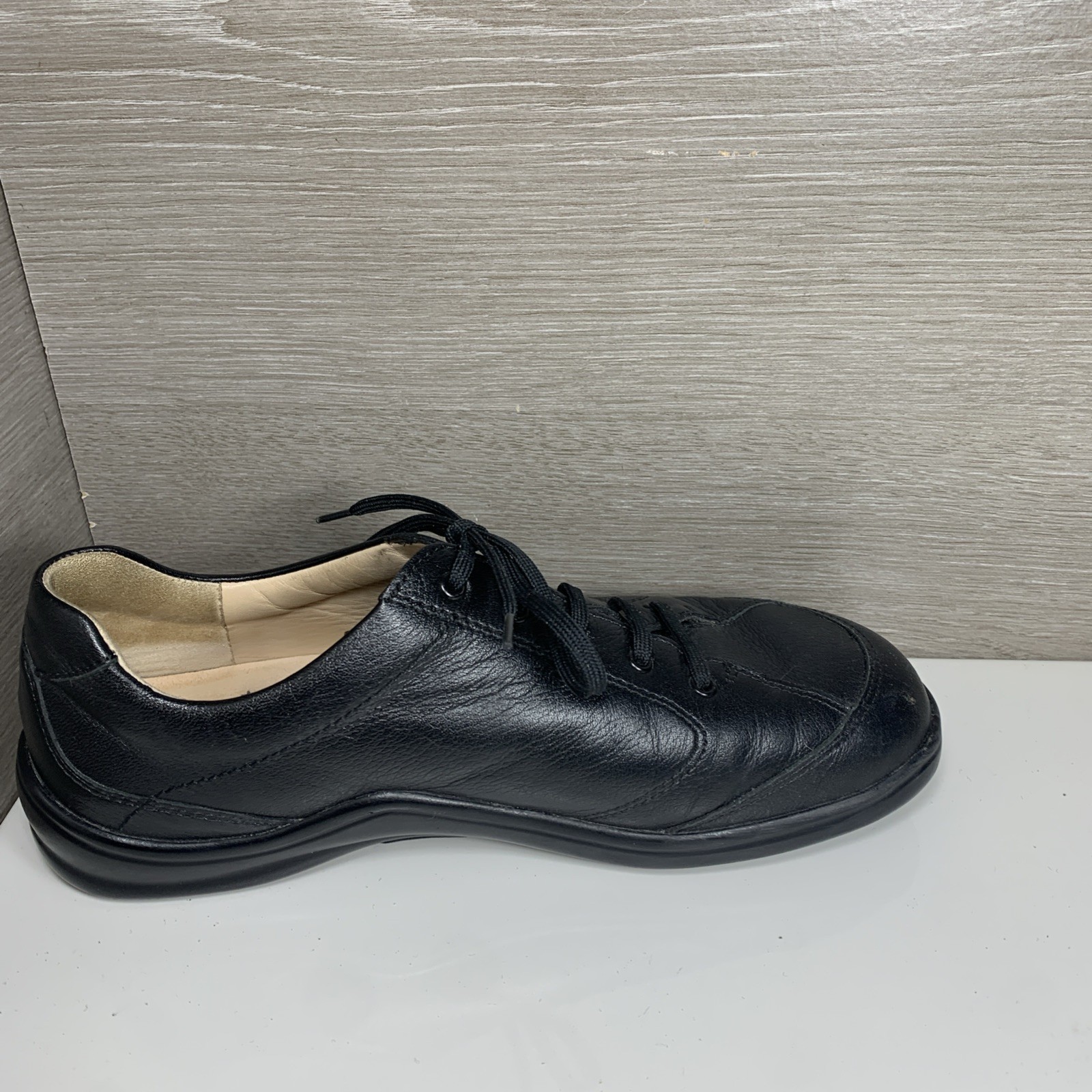 Finn Comfort Lexington Germany Black Nubuck Leather Lace Up Sz 37 US 6.5-7