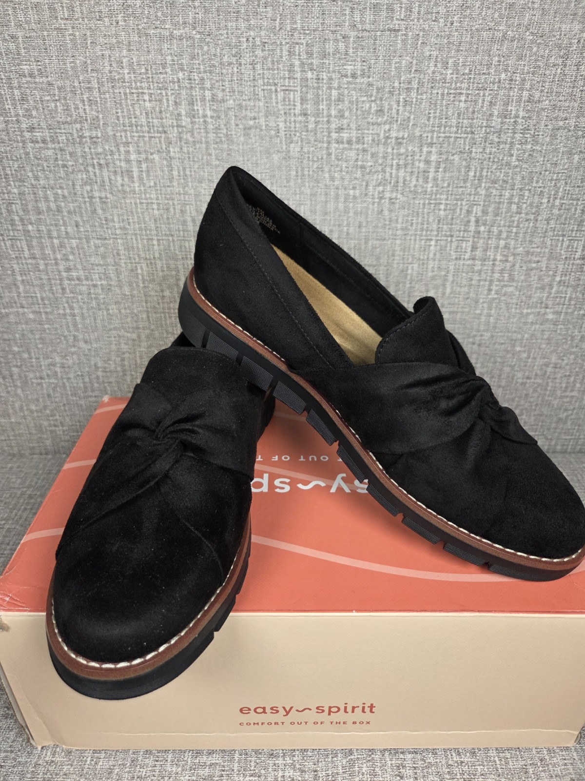 Easy Spirit NEW Vitalia2 Black Faux Suede Loafers Women’s 9 Shoes $70