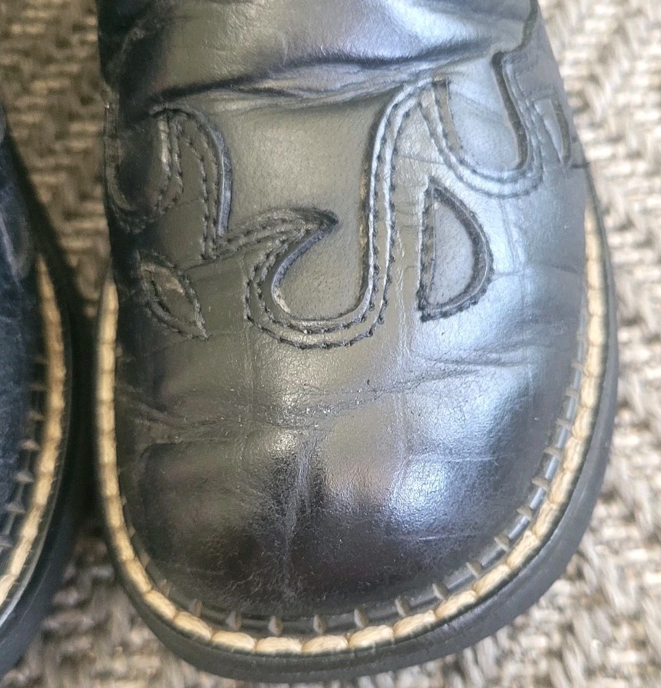 Roper $94 Western Black Leather Detailed Slip on Mule’s Sz 7