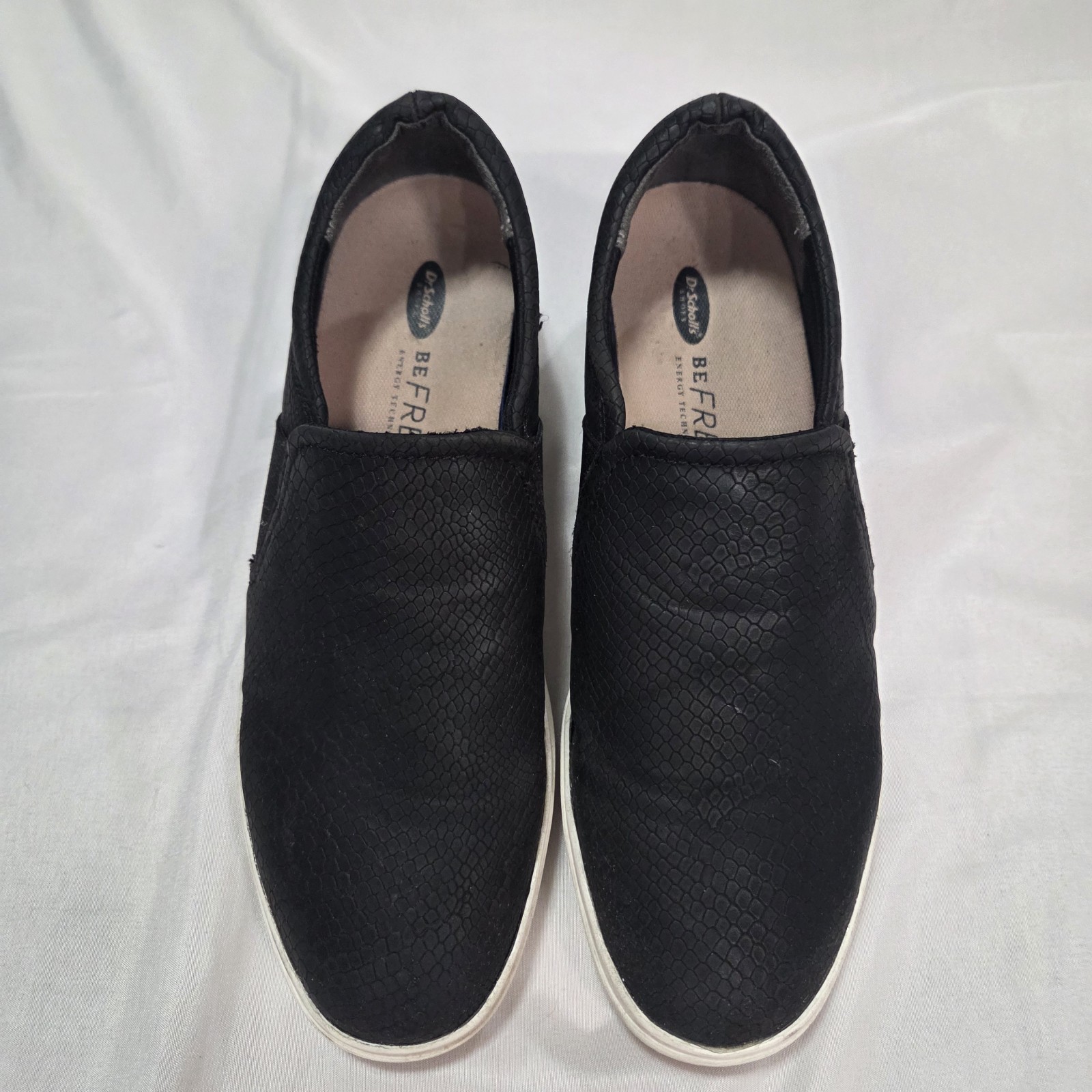 Dr. Scholls Nova womens size 8.5 Black Loafers Snakeskin Leather Outsole
