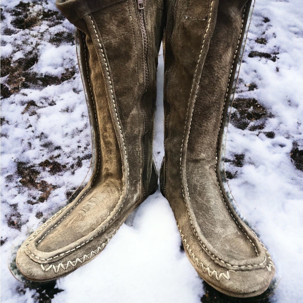 New Gola Suede Mid- Calf Boots , Side Zip, Black or Brown in Multiple Sizes
