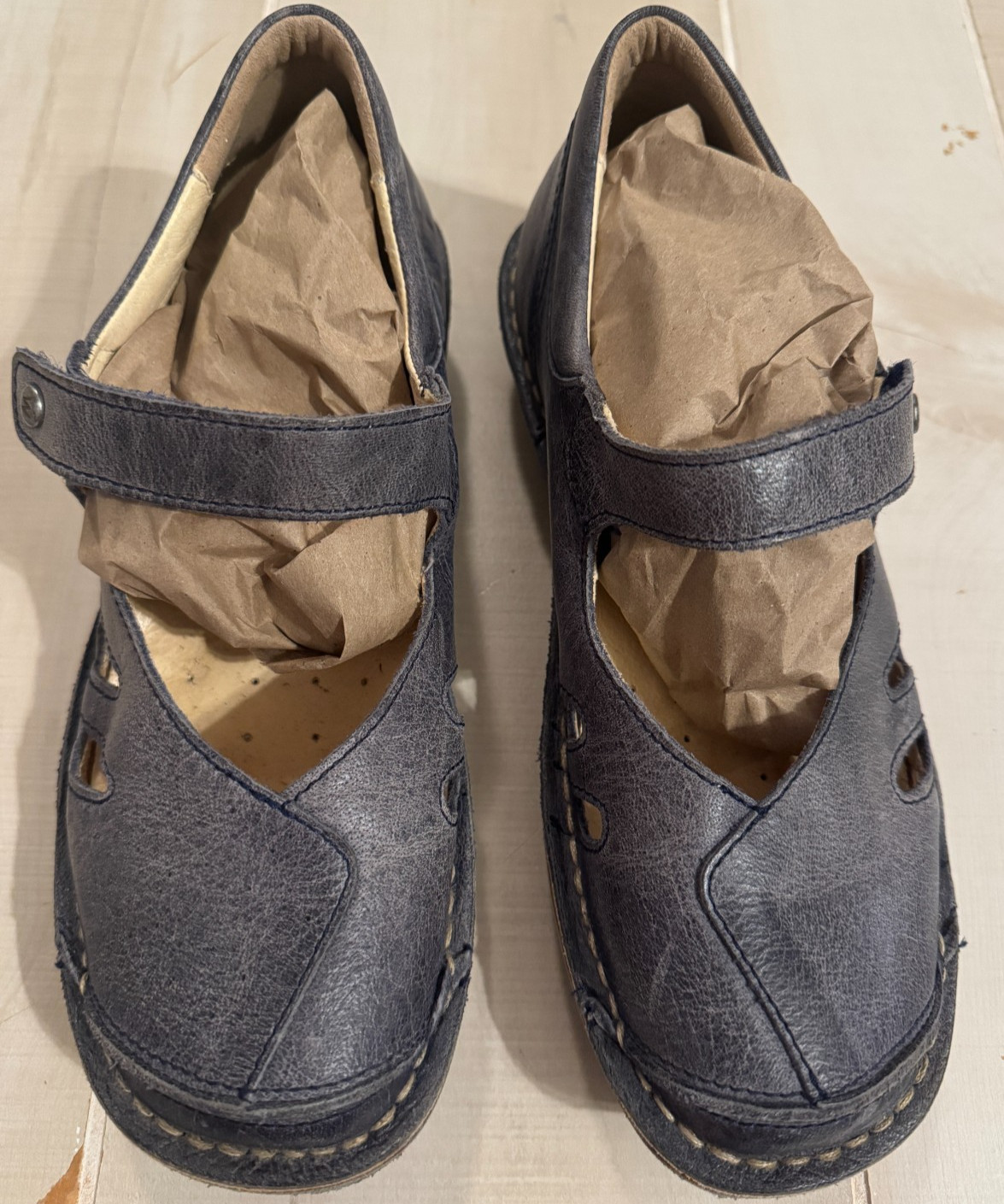 Wolky Maryjane cloggy leather clog hook & loop gray blue shoes 39 US 8 women’s