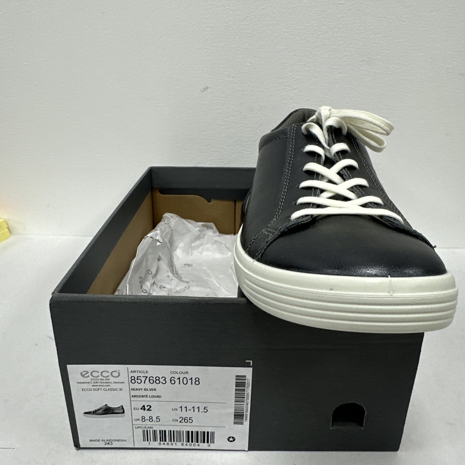 ECCO 857683 – SOFT CLASSIC SHOE – HEAVY SILVER 61018 – SIZE 11-11.5