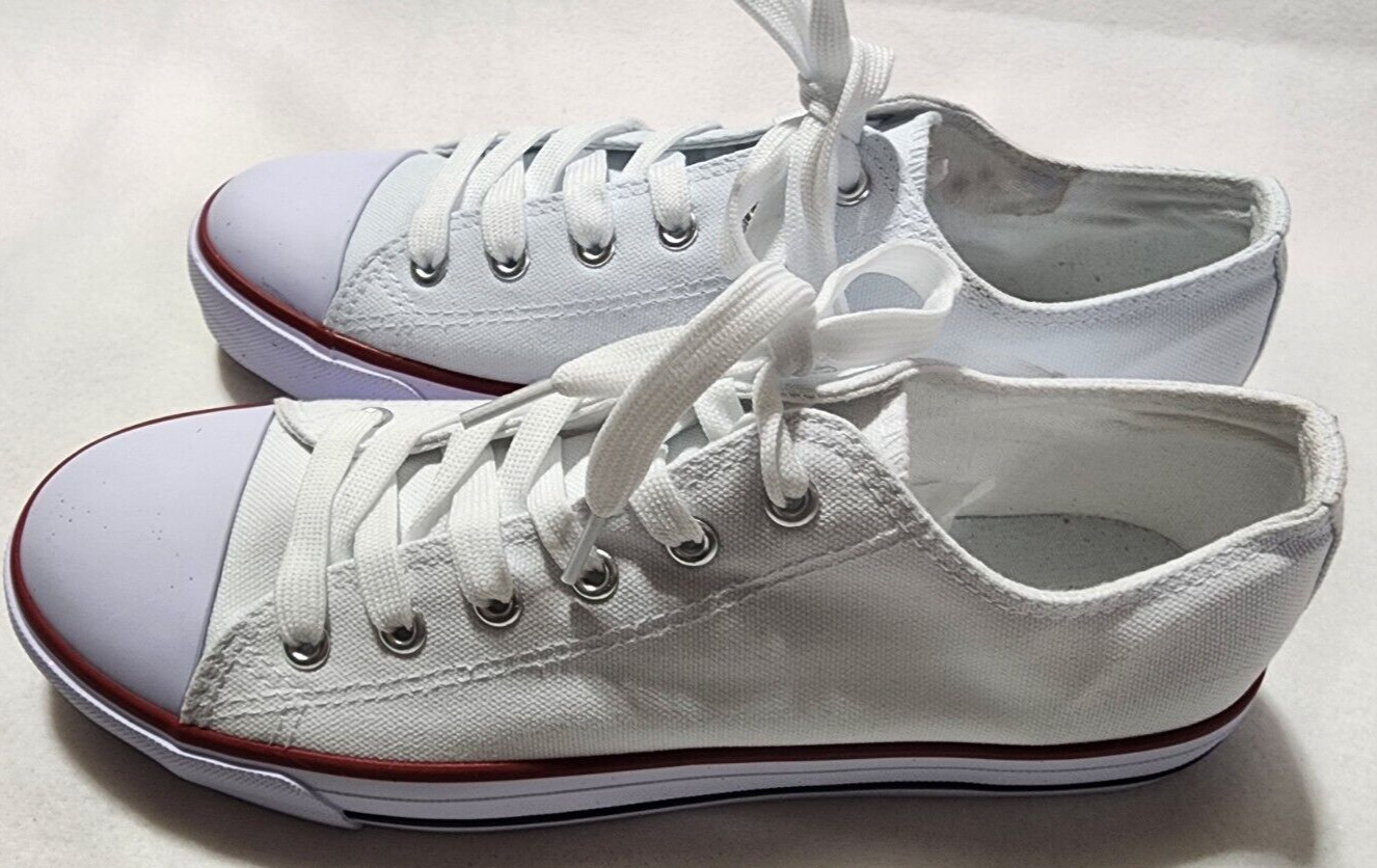 white red and blue stripe print women sneakers size 10