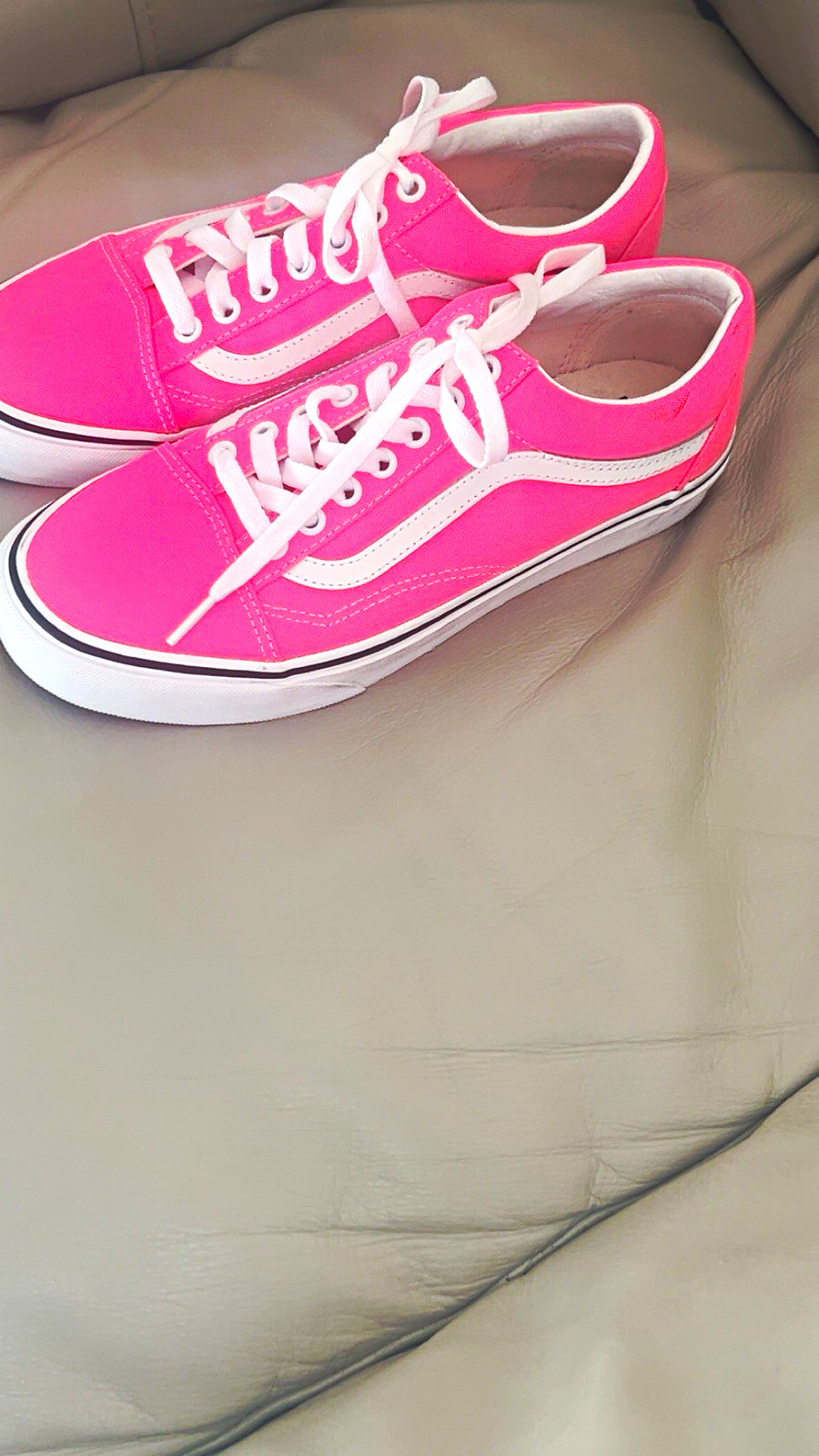 VANS Old Skool Low Top Lace-Up Sneakers Pink/White Solid Casual