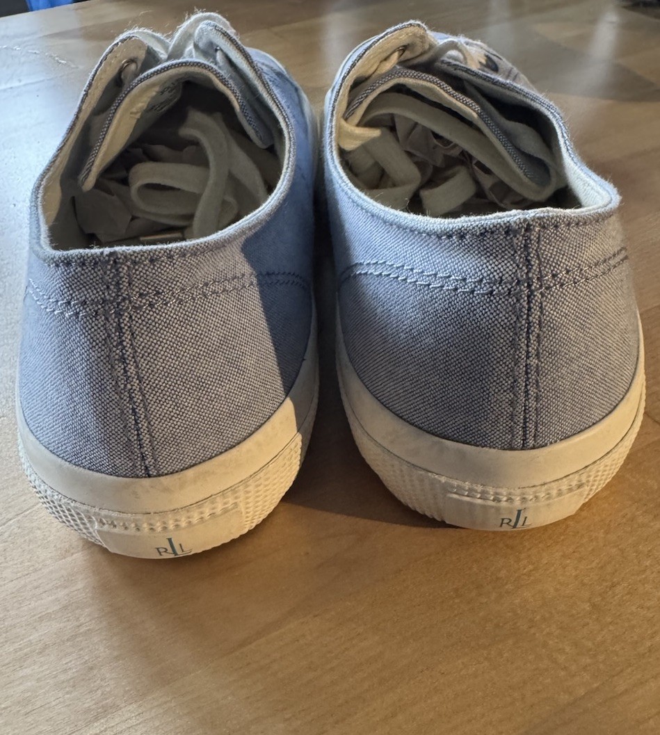 L RALPH LAUREN Jolie Womens Blue Oxford Cloth Lace Up Casual Sneakers 9B