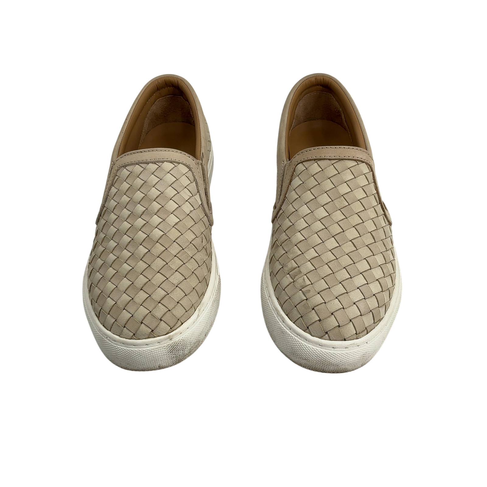 Quince Women 100% Handwoven Leather Slip On Sneaker Cream 6