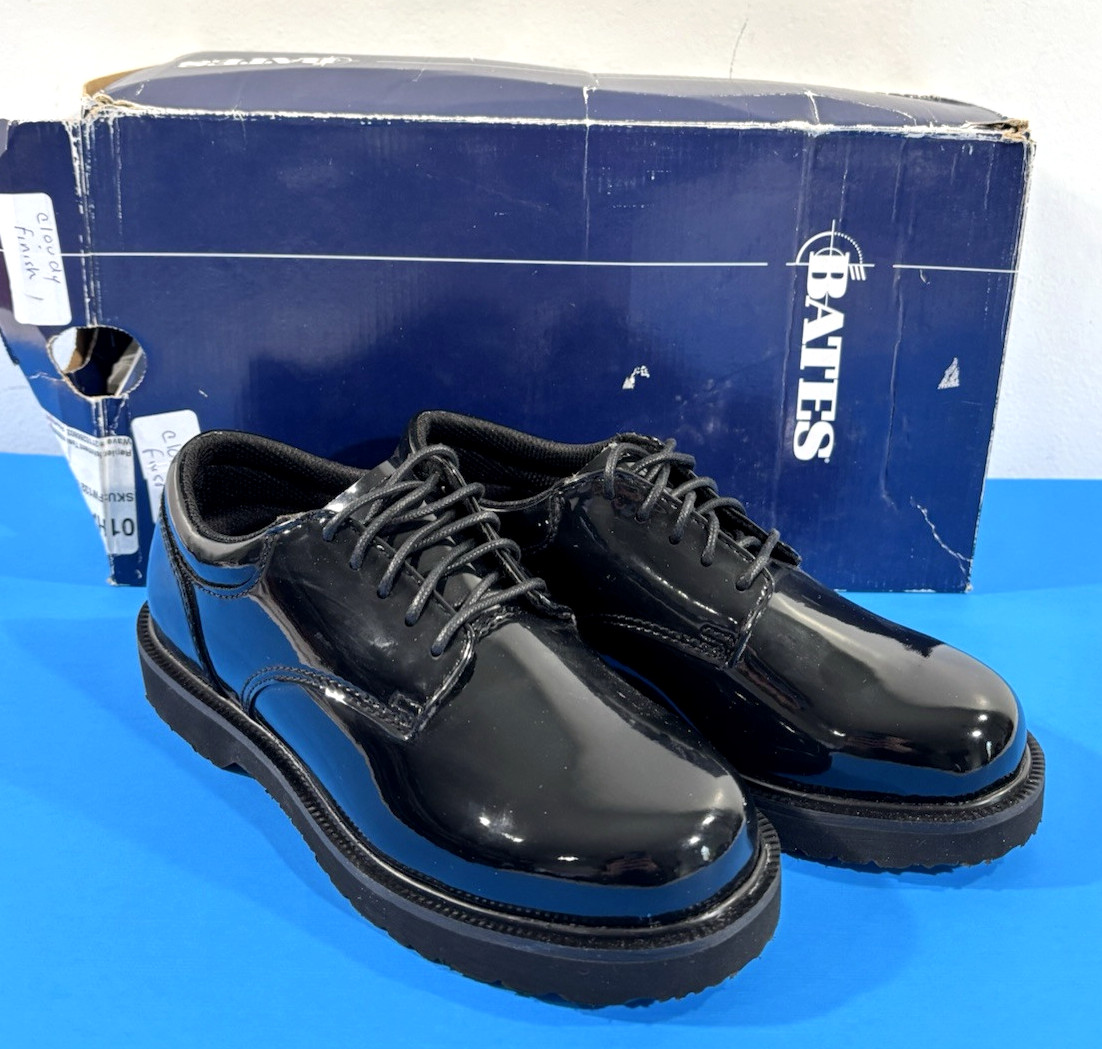 NIB 5 EW WOMEN’S BATES E22741 HIGH GLOSS DUTY OXFORD SHOES BLACK