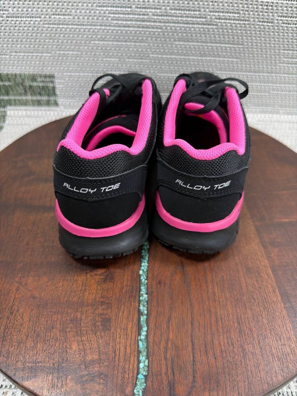 Skechers Shoes Womens Size 5.5 Jackie Alloy Toe Work Black Pink Slip Resistant