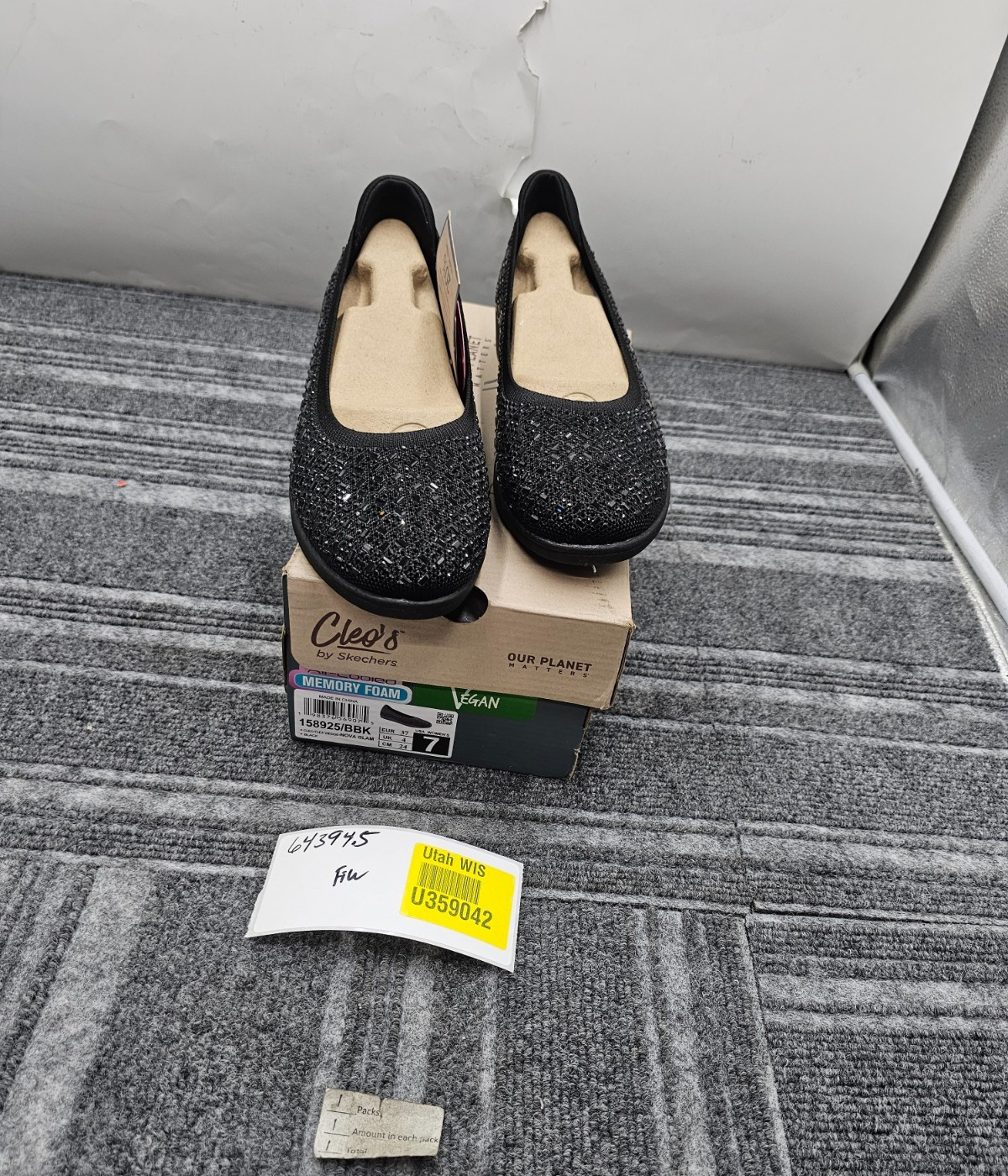SKECHERS Cleo Flex Wedge Nova Glam Women’s Black 158925 Size 7 EUR 37