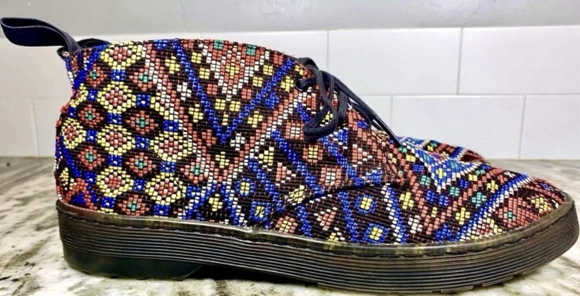 Size 9 – DR MARTENS Daytona Women’s Ankle Boot. Multicolor Woven Aztec Mosaic