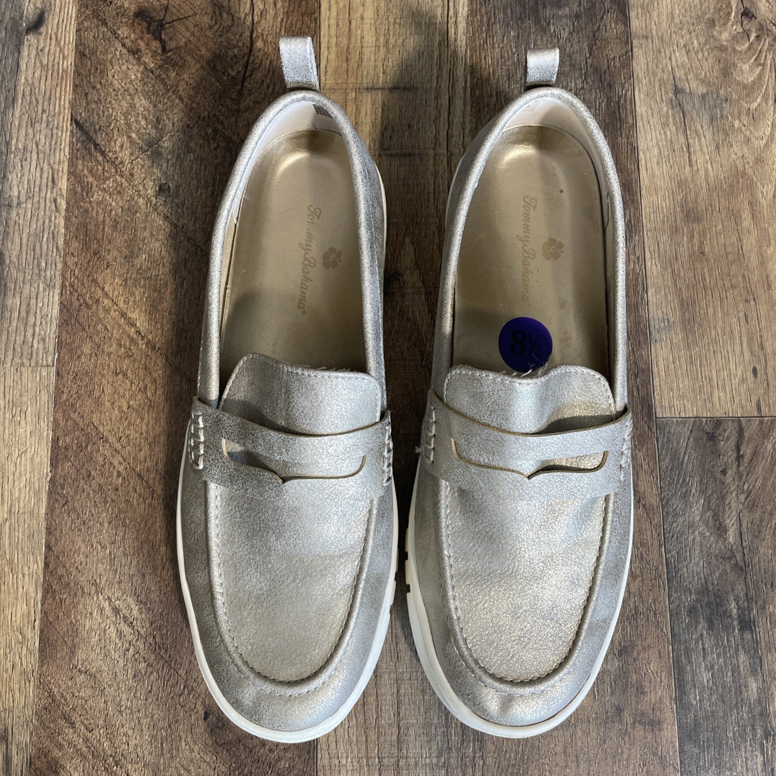 Tommy Bahama Women’s Shoes Sz 8.5M Slip On Penny Loafers Venus Metallic Gold