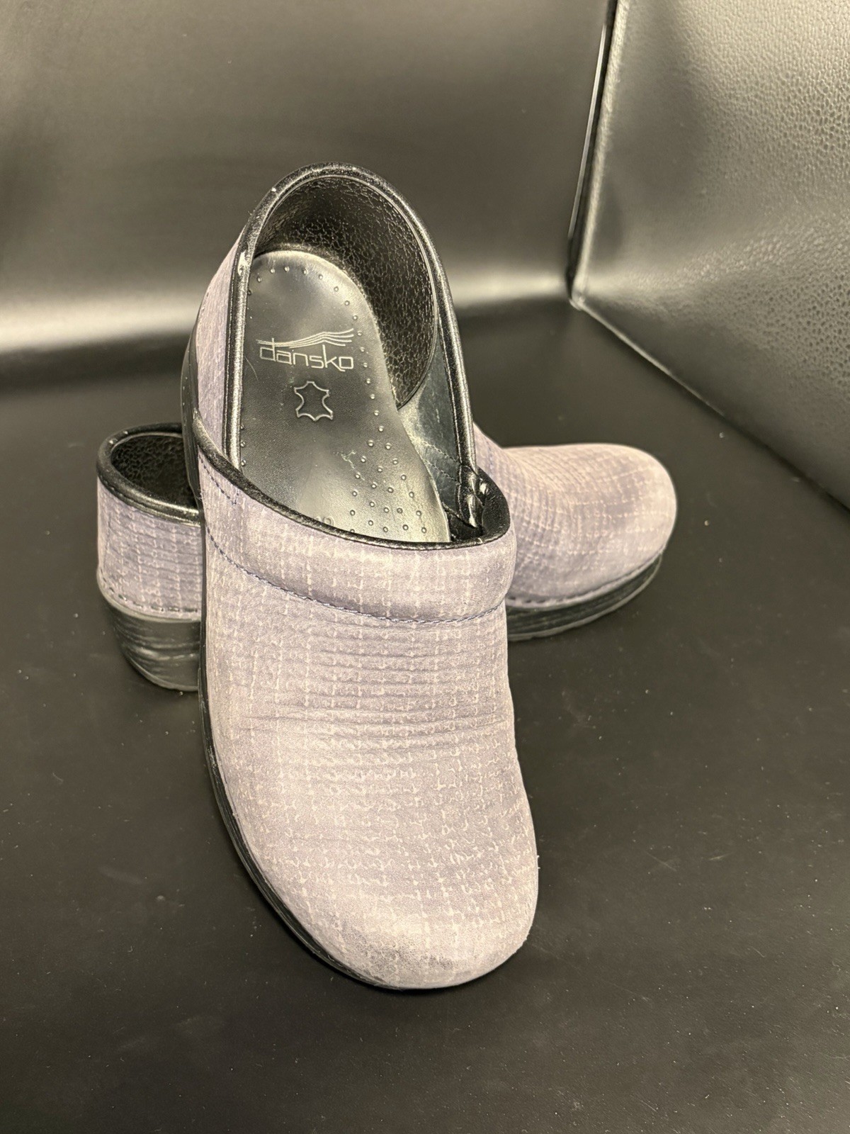DANSKO Blue/Gray Textured/Cloth Pattern Clogs Shoes Size 39