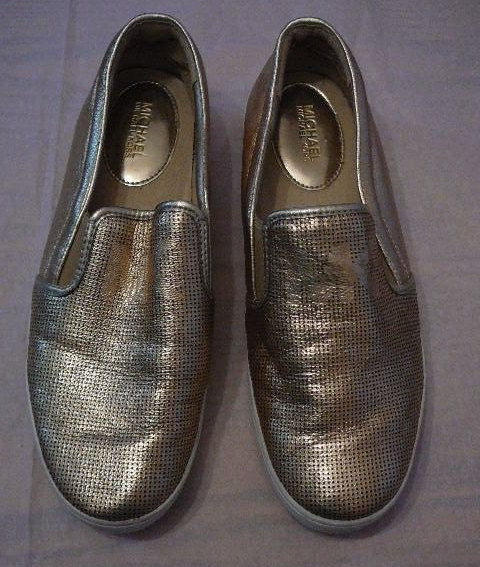Michael Kors Women’s Leather Metallic Gold Spotted Slip On Shoes Sneakers-Sz 5M