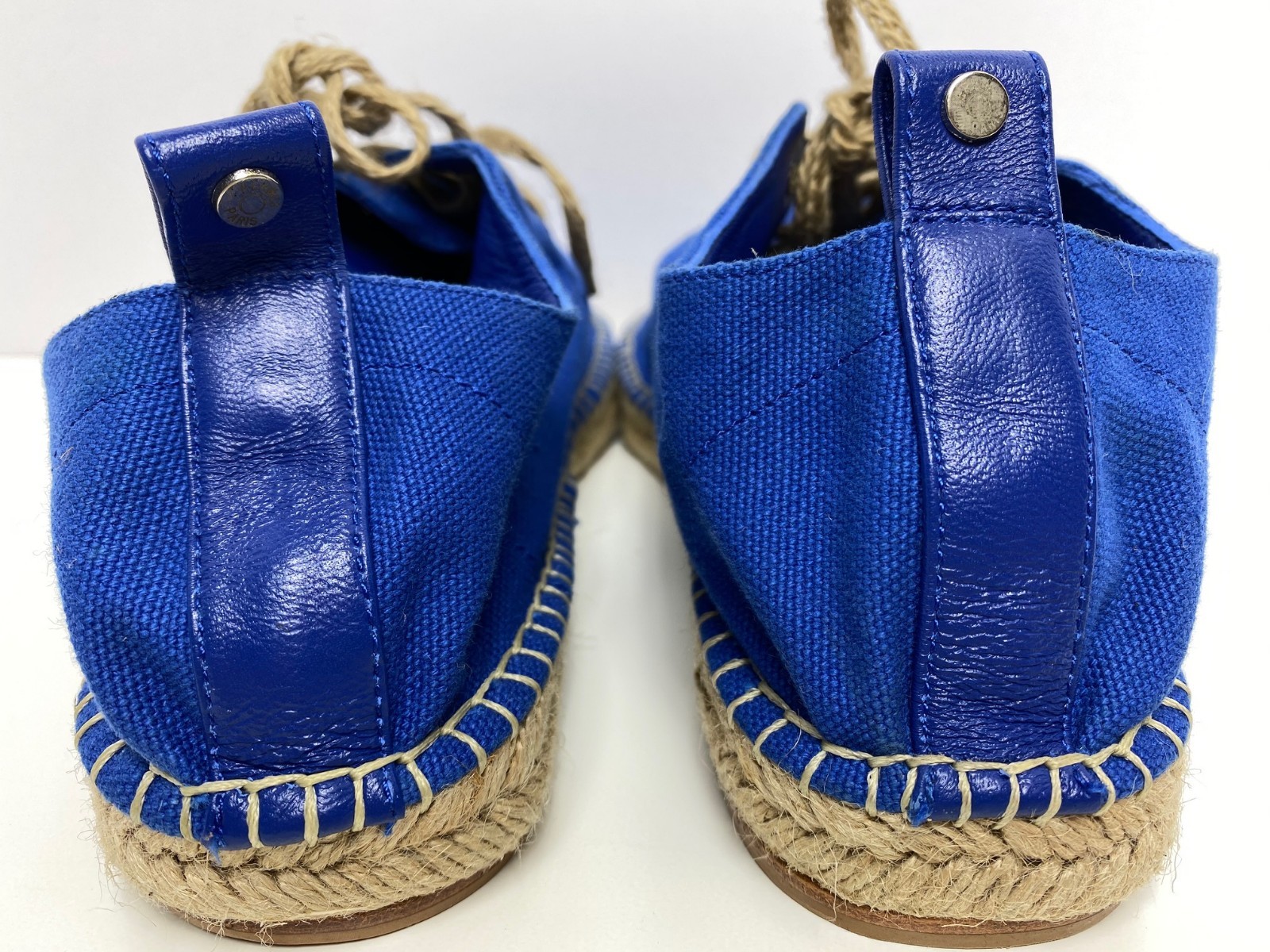 Hermes Espadrilles Hightop Canvas Electric Blue Size 39EU 5UK 6US