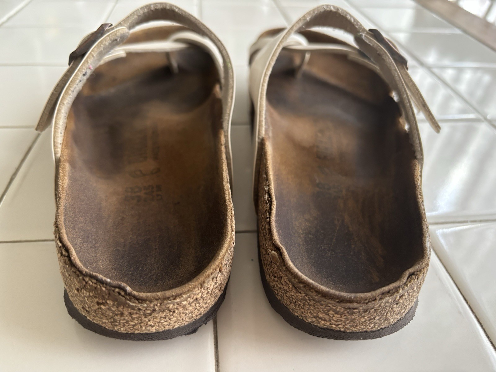 BIRKENSTOCK Mayari Sandals Size 38 Graceful Pearl White with Buckles